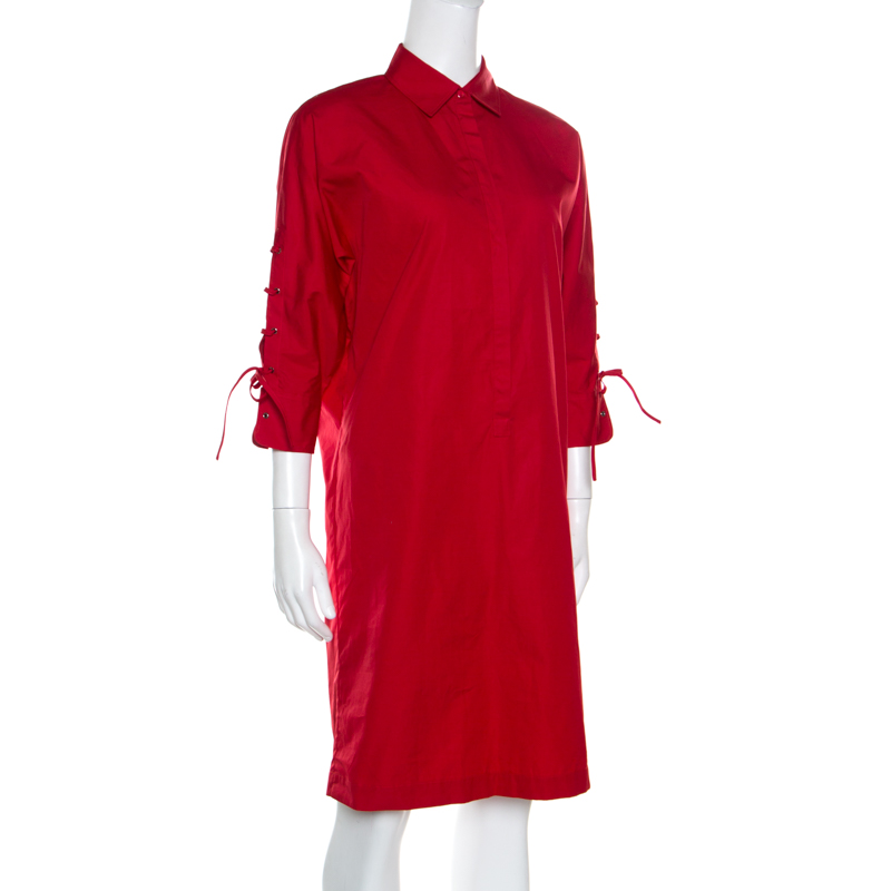 

Max Mara Red Cotton Poplin Osanna Shirt Dress