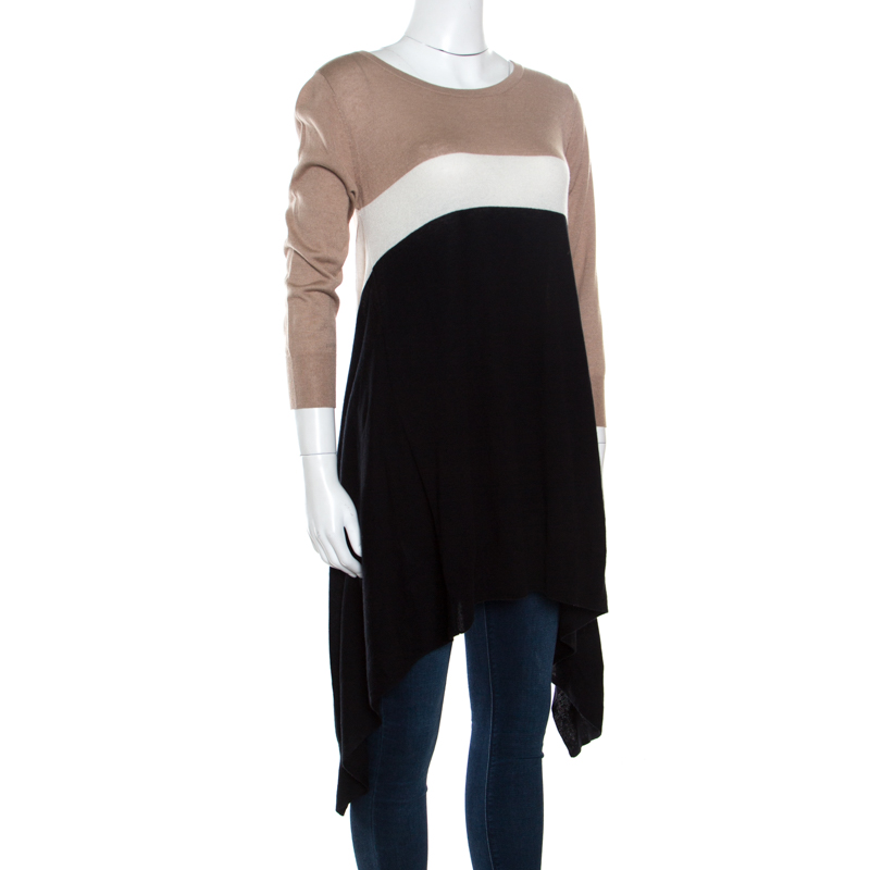 

Max Mara Colorblock Asymmetric Silk Cashmere Sweater, Multicolor