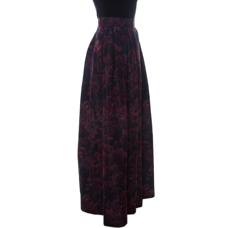 

Max Mara Purple Printed Silk Maxi Skirt