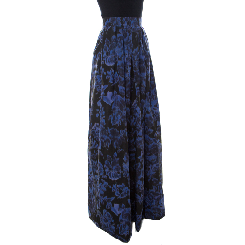 

Max Mara Blue Printed Silk Maxi Skirt