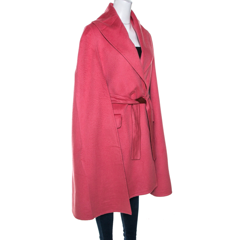 

Max Mara x Atelier Coral Pink Cashmere Cape Coat