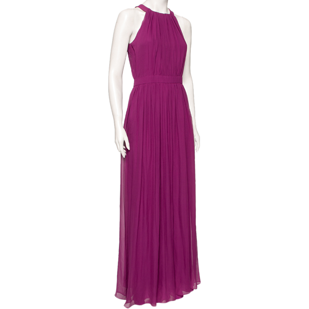 

Max Mara Purple Silk Gathered Maxi Dress