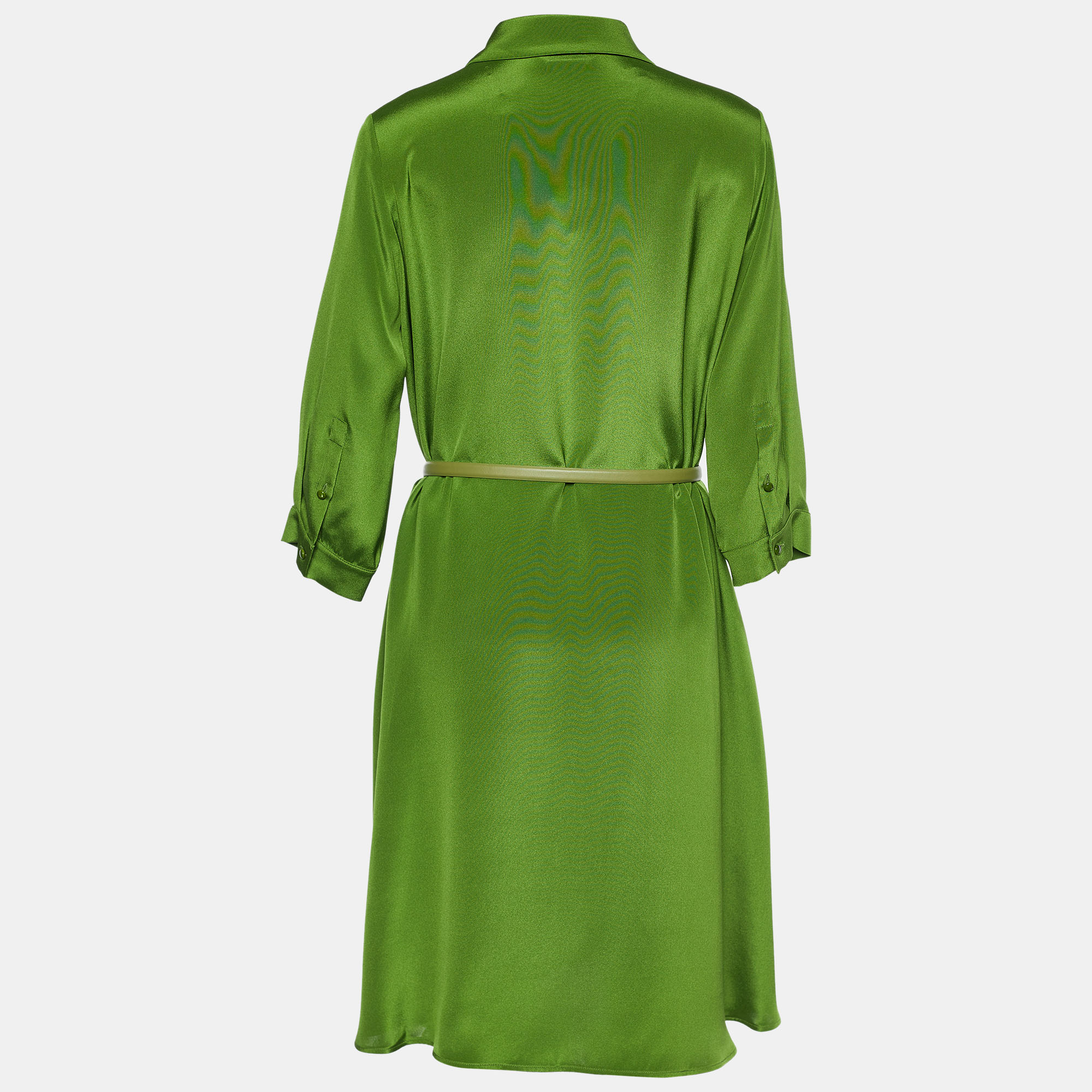 

Max Mara Green Silk Belted Tunic Dress