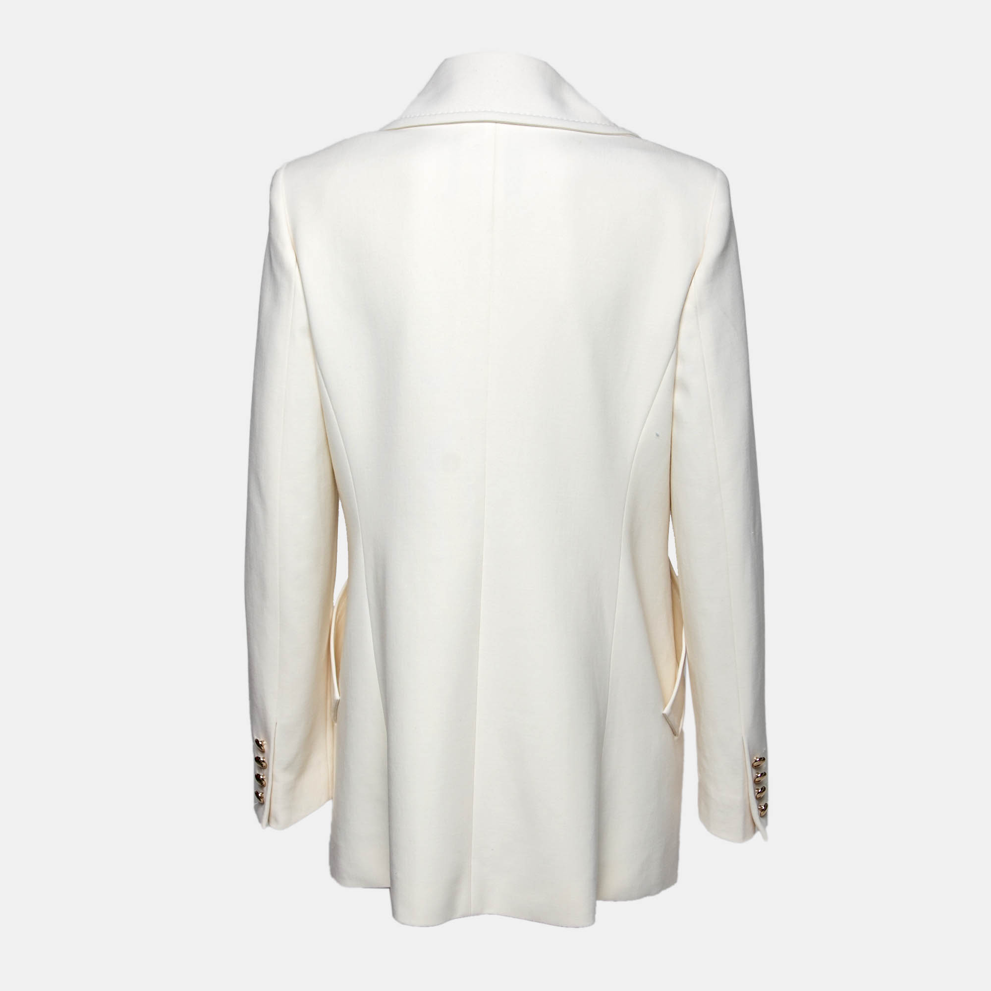 

Max Mara Off White Wool Double Breasted Rebus Coat