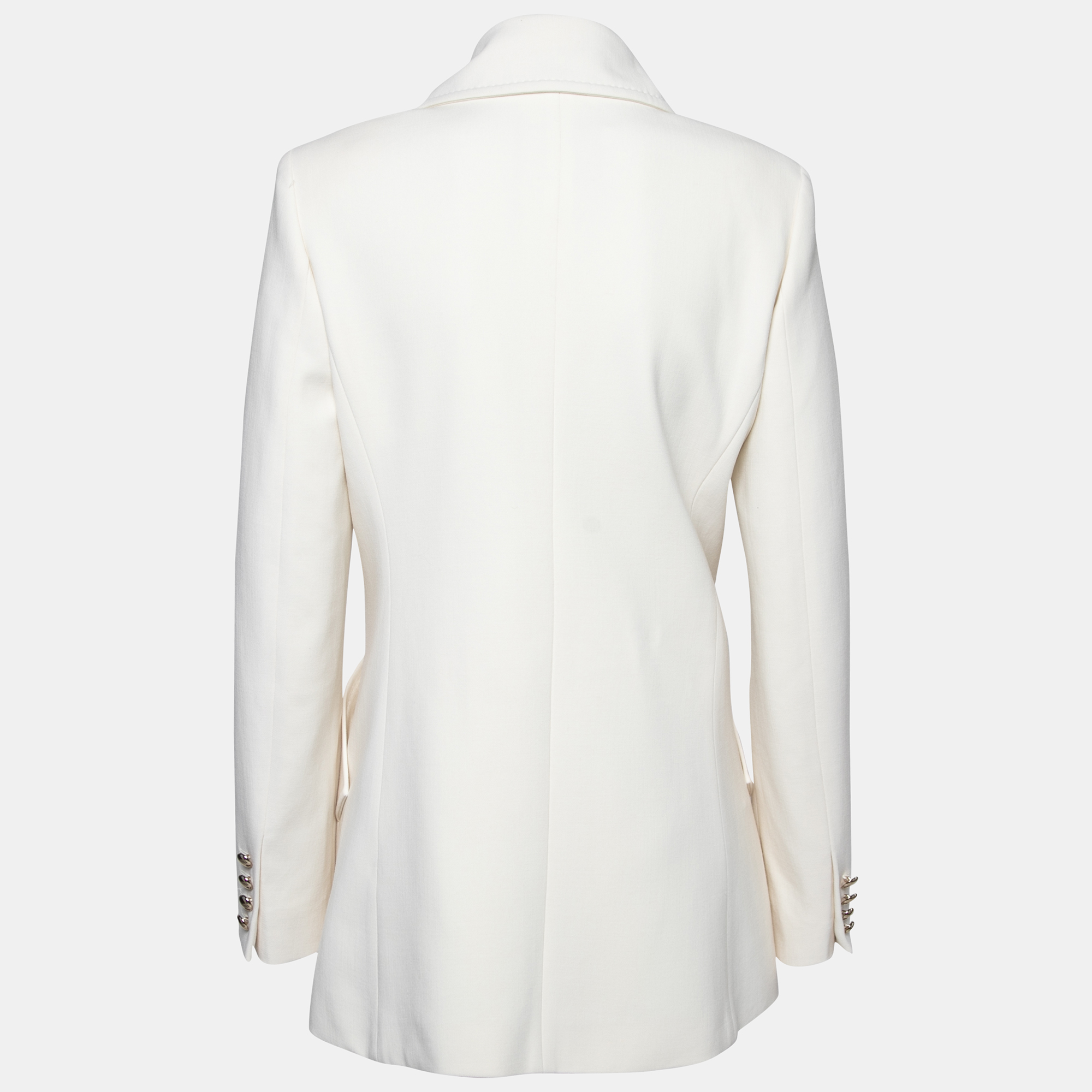 

Max Mara Off White Wool Double Breasted Rebus Coat