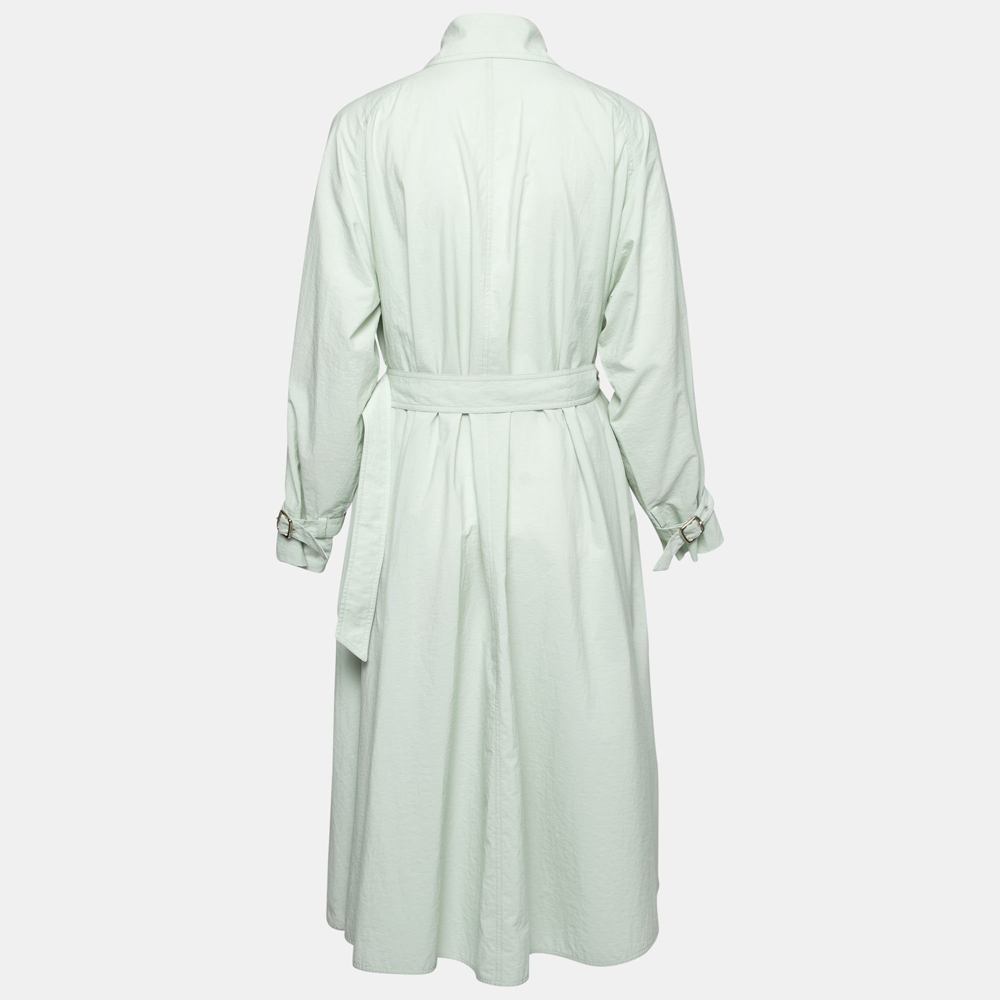 

Max Mara Mint Green Cotton Double Breasted Belted Falster Trench Coat