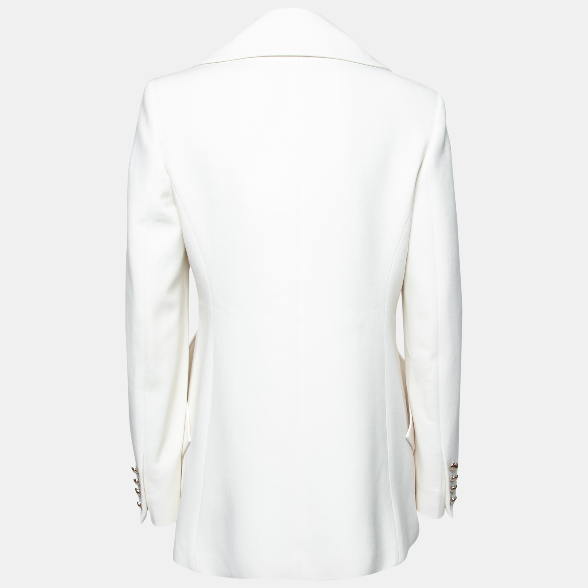 

Max Mara Off White Wool Double Breasted Rebus Coat