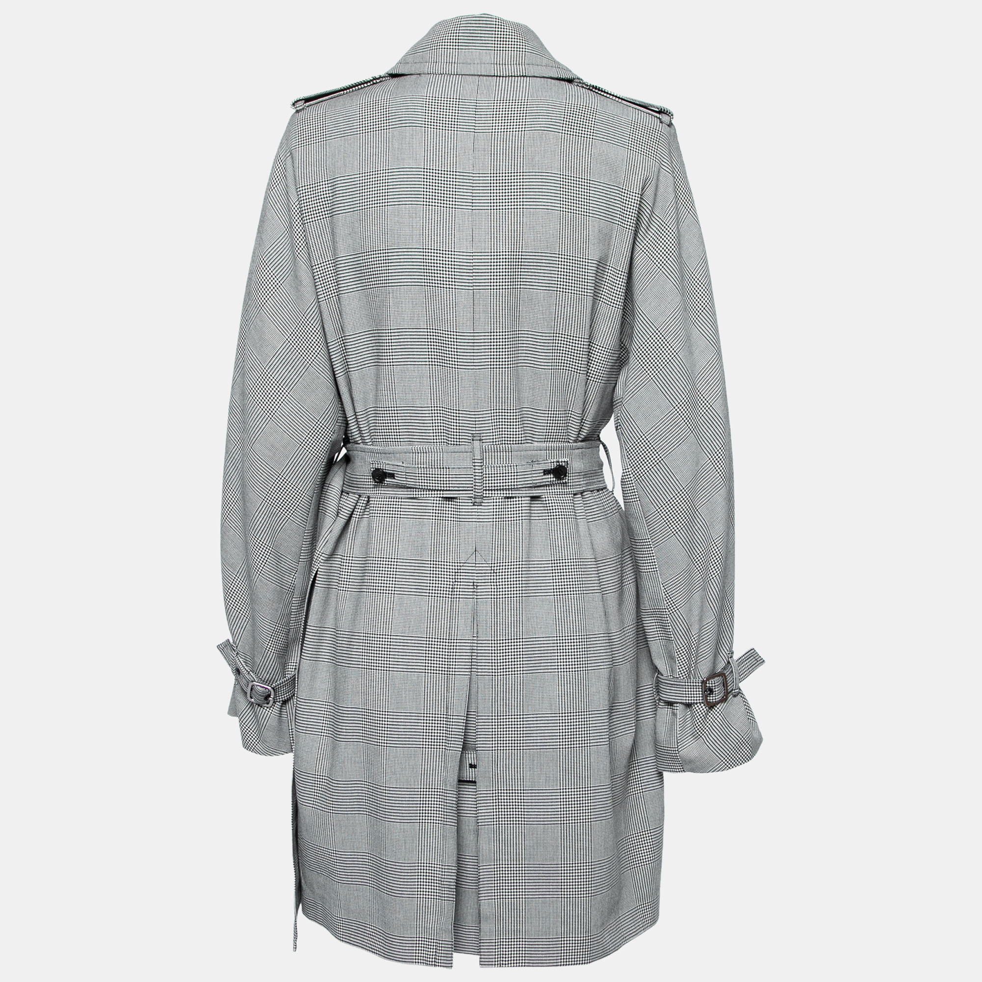 

Max Mara Black Checked Patterned Cotton Aloe Trench Coat