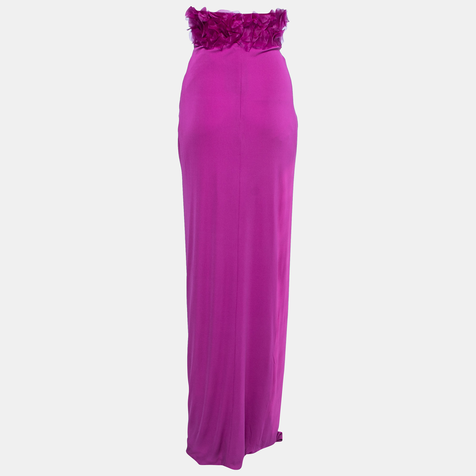 

Max Mara Purple Jersey & Tulle Embellished Strapless Maxi Dress