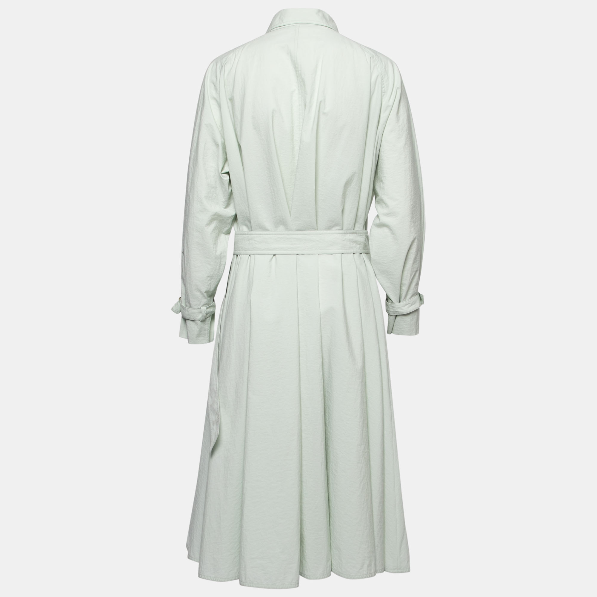 

Max Mara Mint Green Cotton Double Breasted Belted Falster Trench Coat
