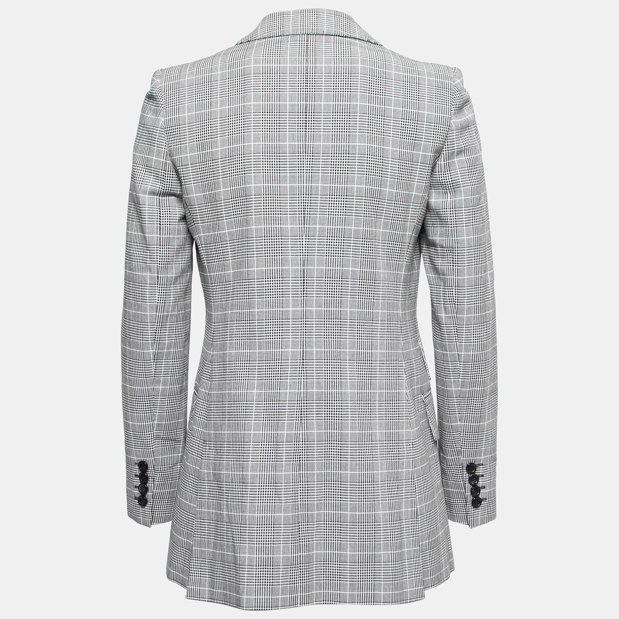 

Max Mara Black/White Checked Patterned Cotton Blazer