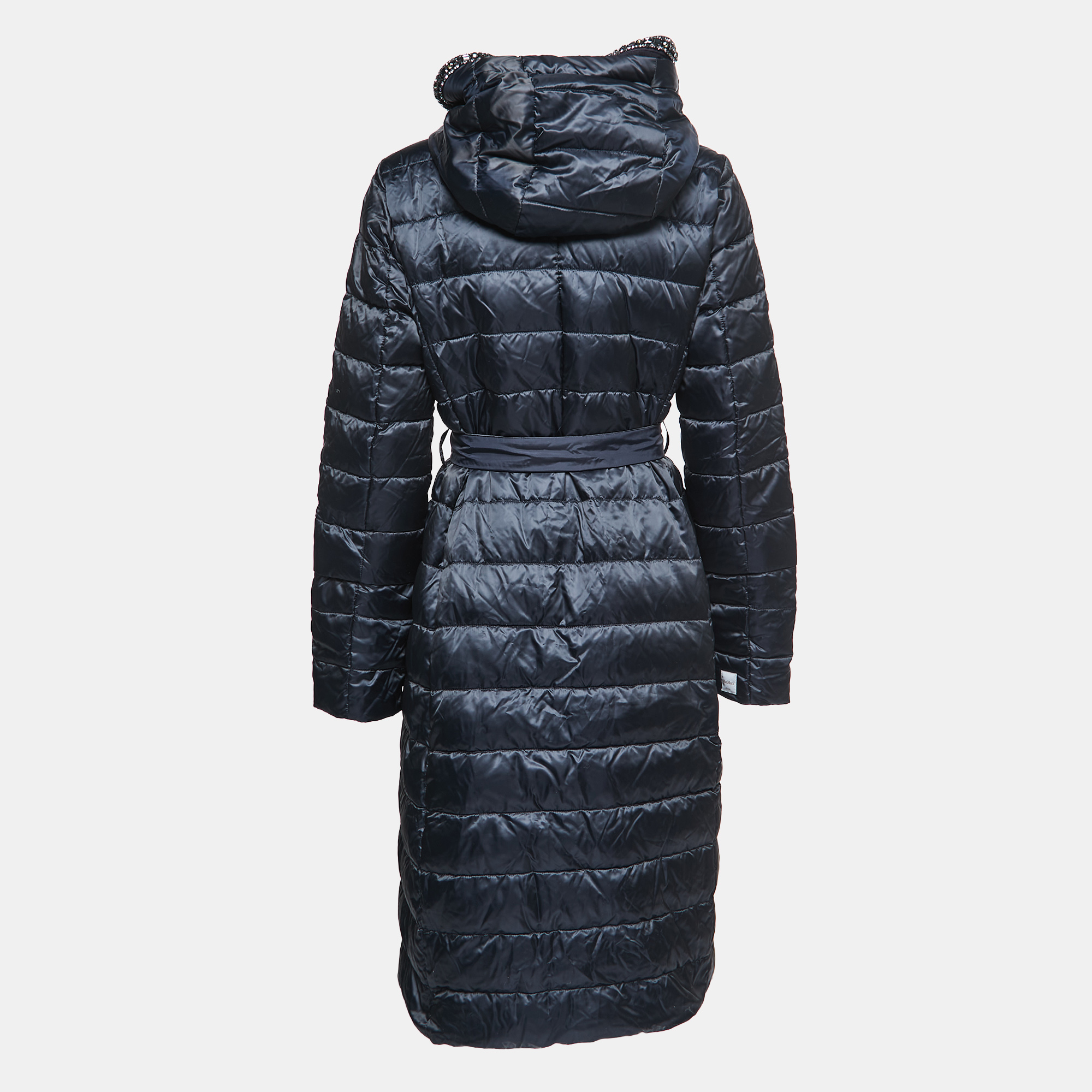 

Max Mara The Cube Midnight Blue Quilted Synthetic Belted Hooded Coat, Navy blue