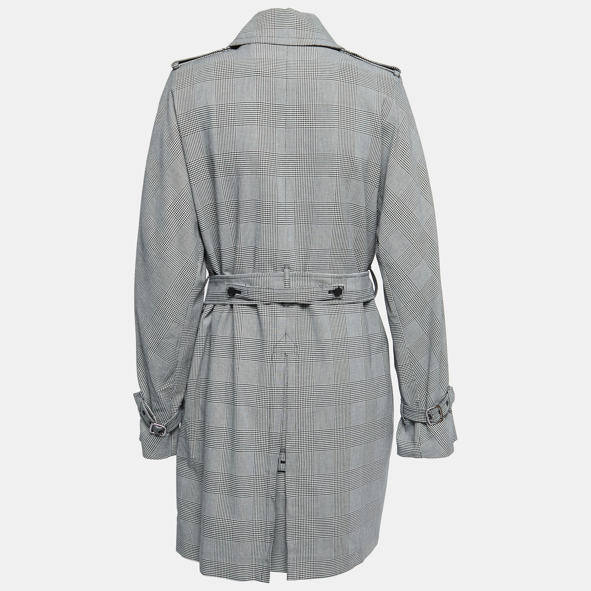 

Max Mara Black Checkered Cotton Belted Trench Coat