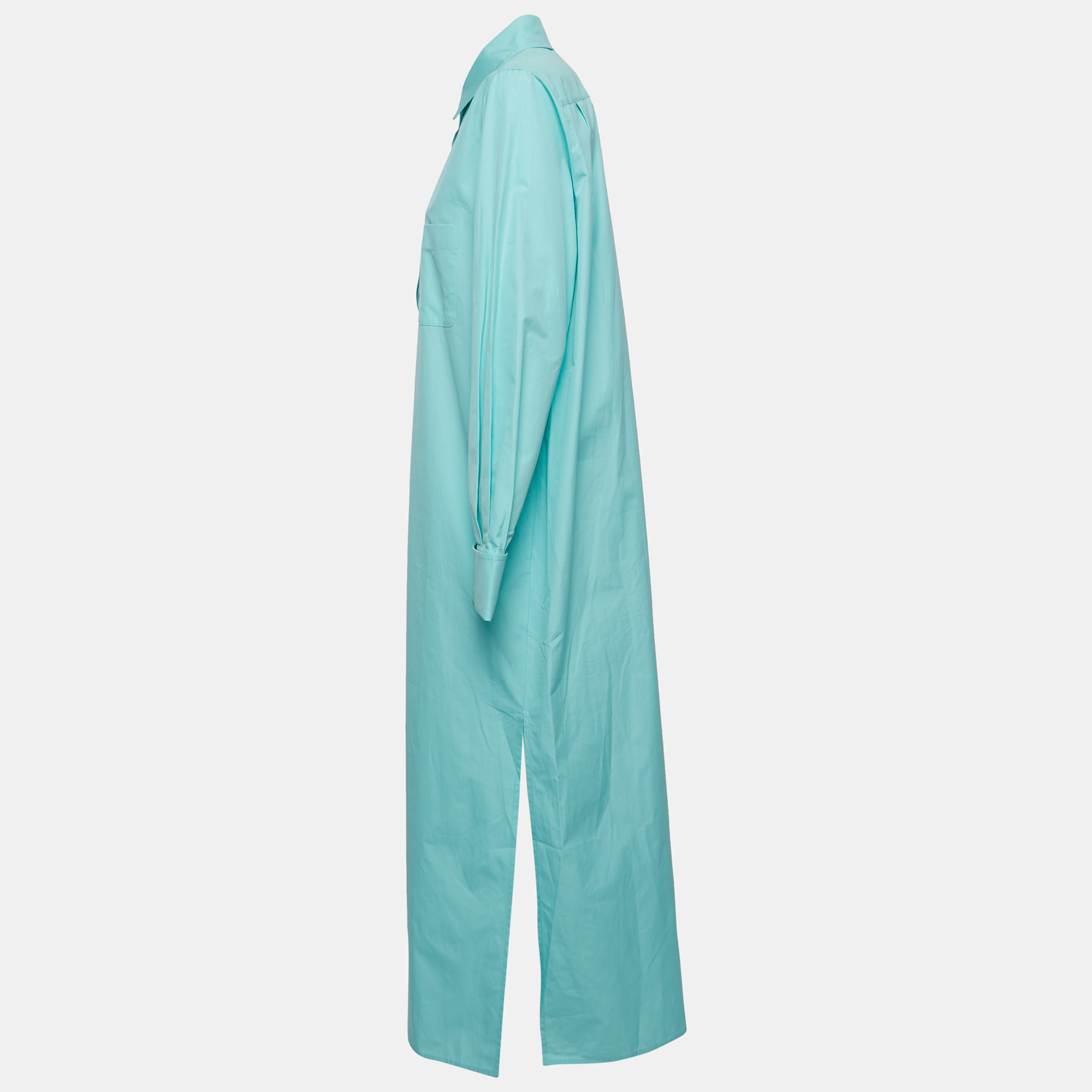 

Max Mara Light Blue Cotton Shirt Maxi Dress 3XL
