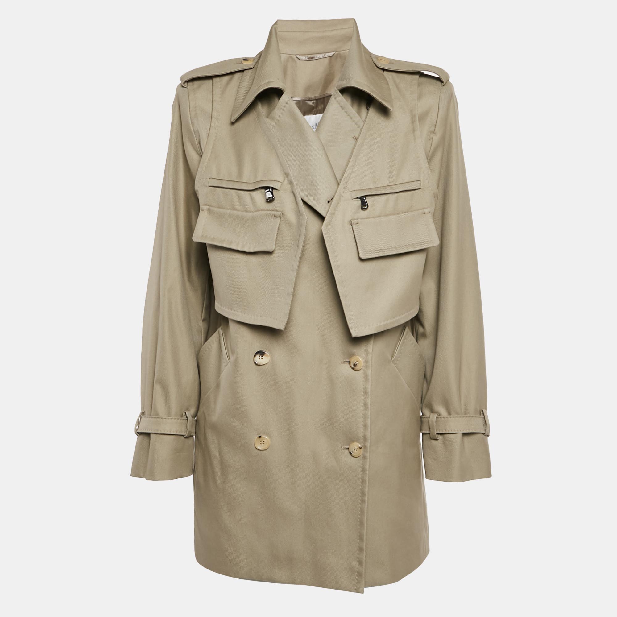 

Max Mara Sfilata Khaki Green Gabardine Double Breasted Peonie Jacket S