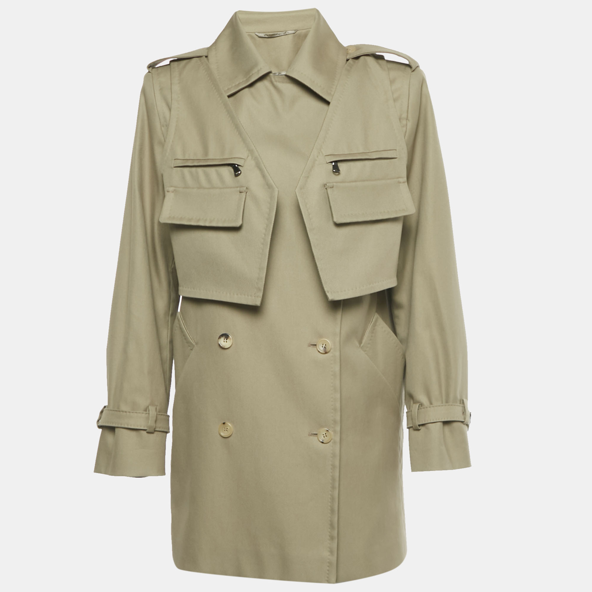 

Max Mara Sfilata Khaki Green Gabardine Double Breasted Peonie Coat S