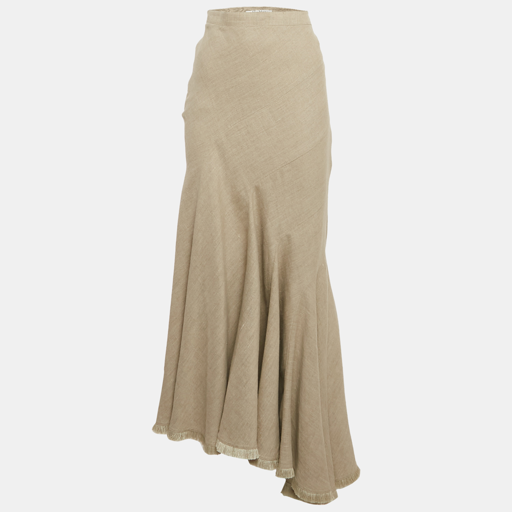 

Max Mara Sflilata Beige Linen Flared Maxi Skirt S