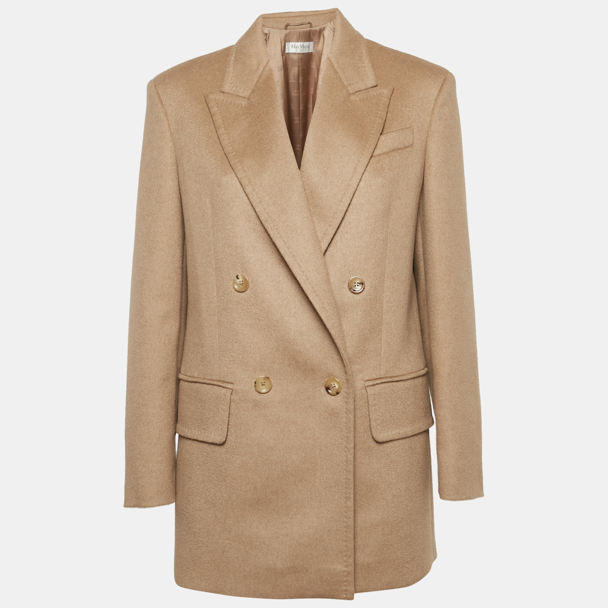 

Max Mara Sfilata Beige Camel Felt Double Breasted Blazer M