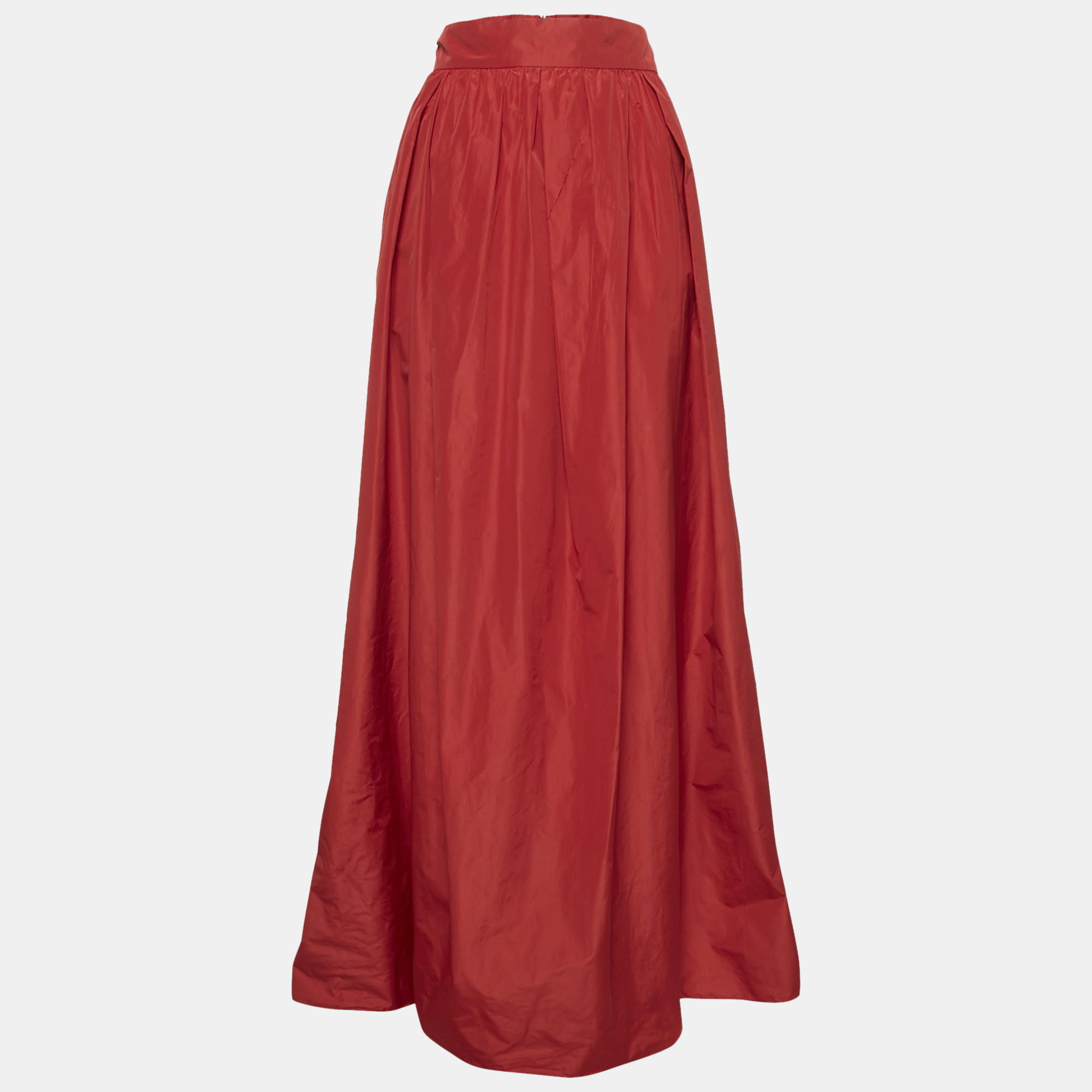 

Max Mara Studio Red Crepe Gathered Maxi Skirt L