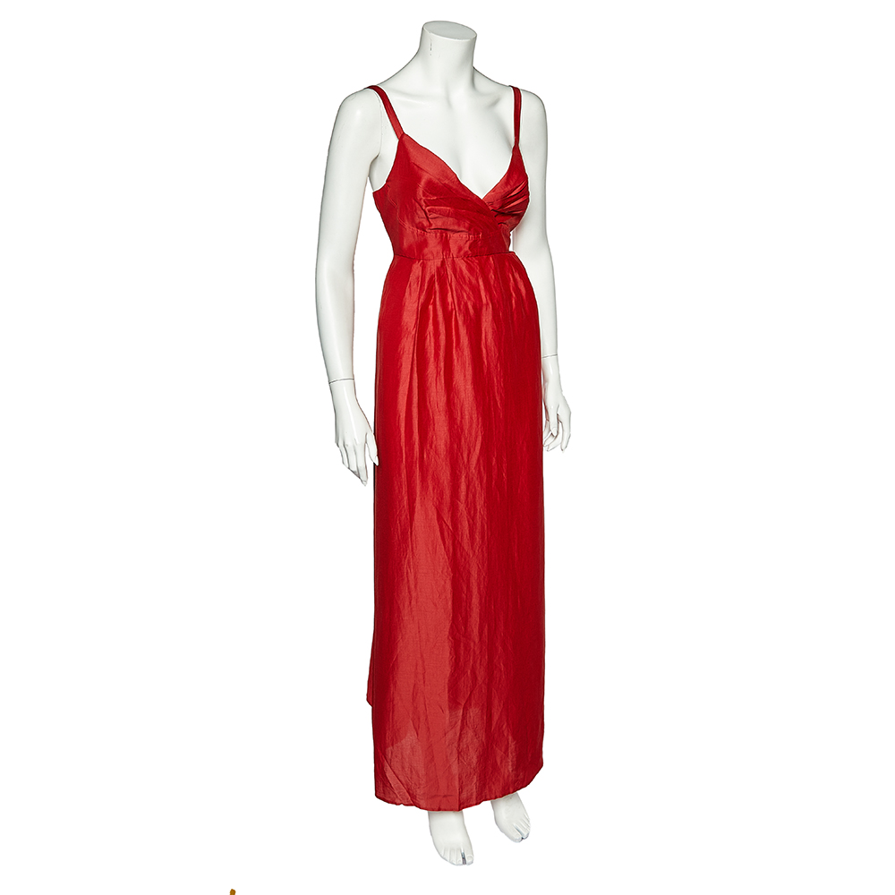 

Max Mara Studio Red Ramie & Silk Sleeveless Maxi Dress