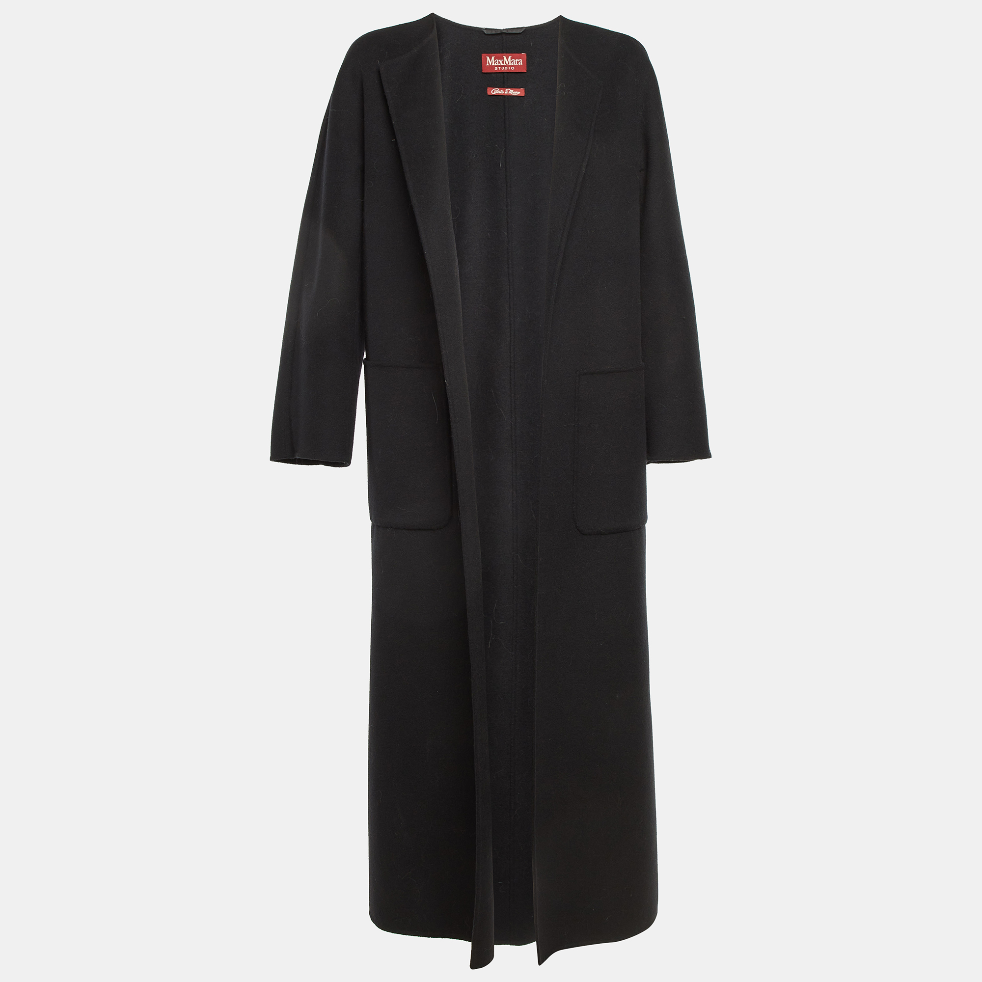 

Max Mara Studio Black Wool Open Front Coat M
