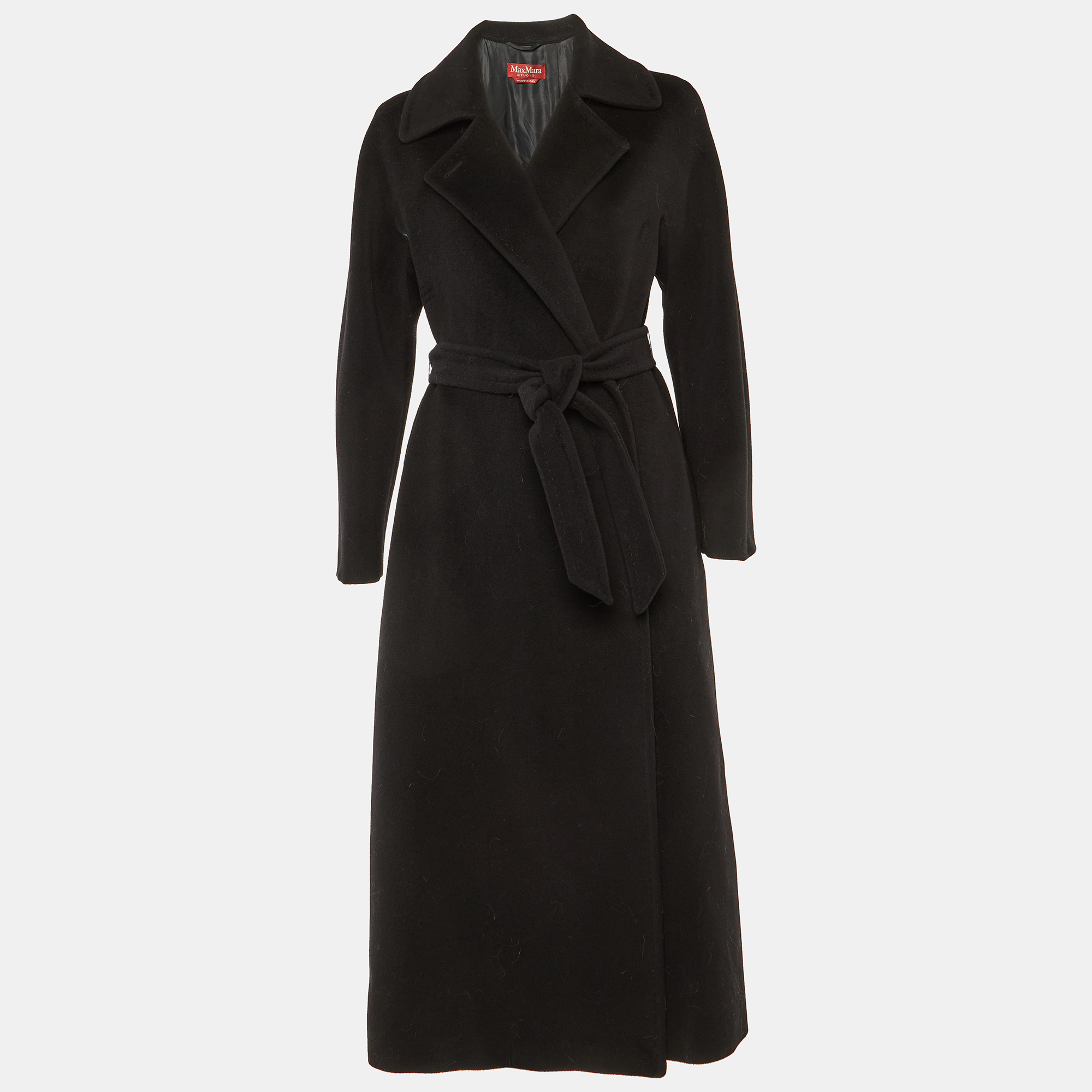 Pre-owned Max Mara Black Wool Belted Long Coat M
