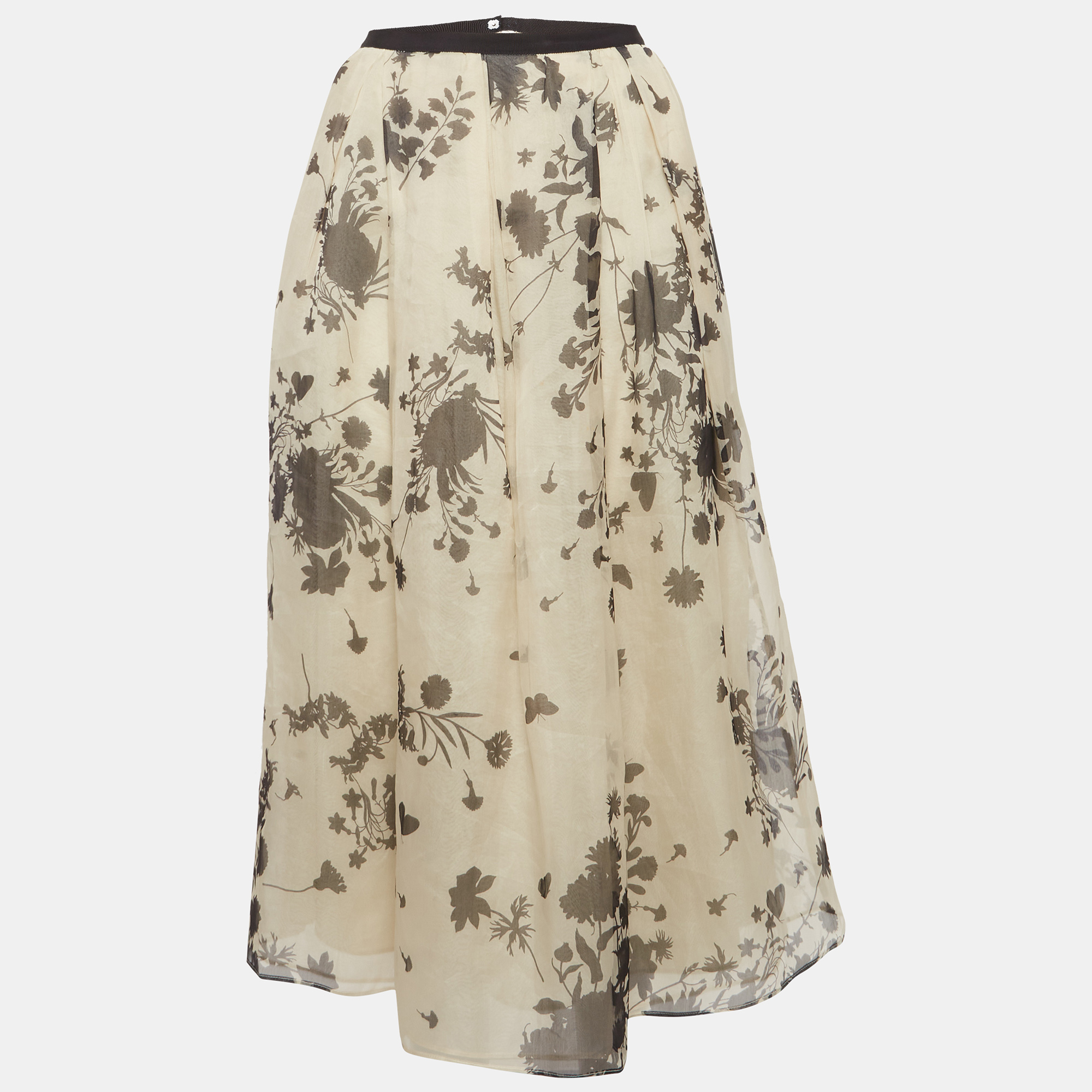 

Max Mara Studio Grey Printed Organza Midi Skirt S