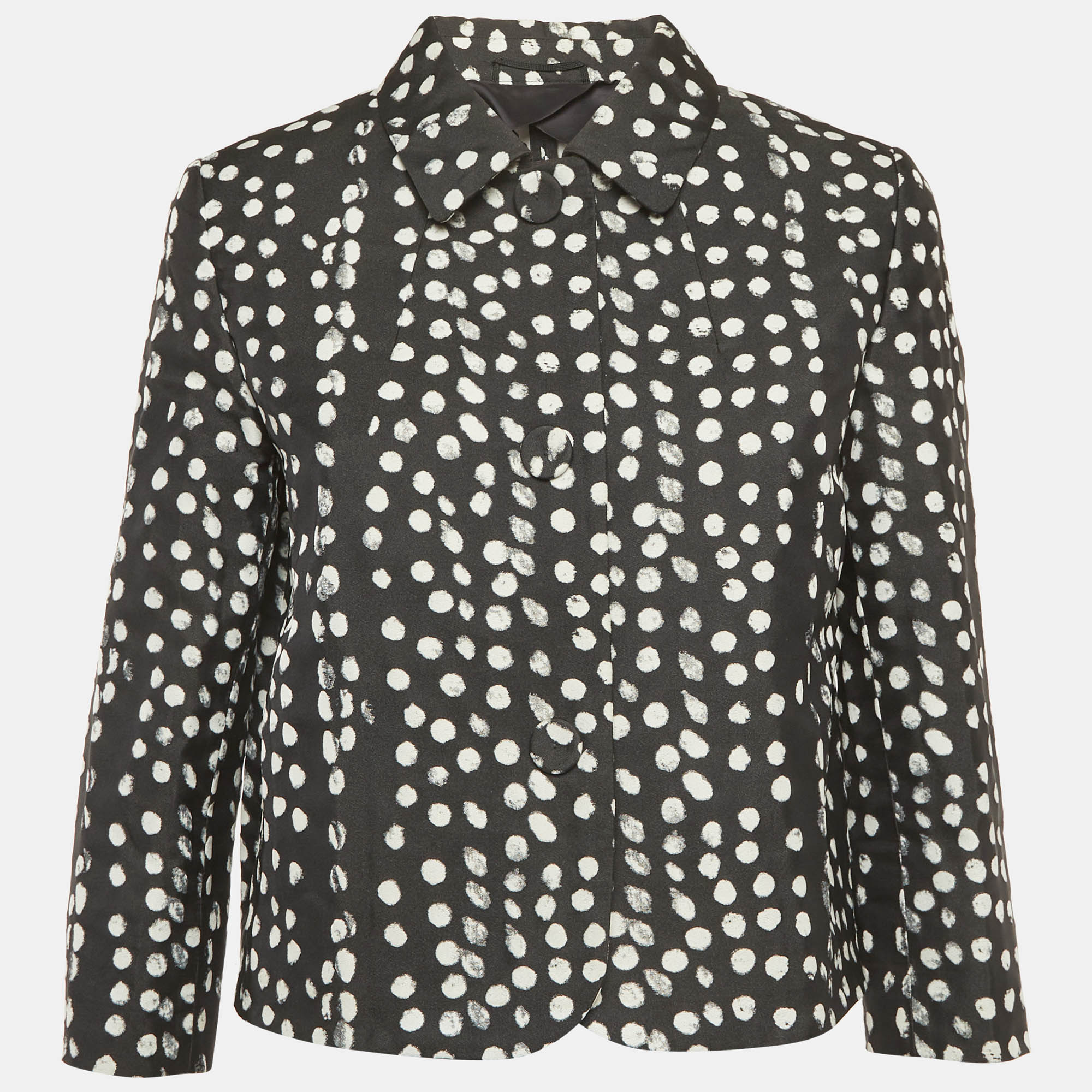 

Max Mara Studio Black/White Wool Dotted Cropped Blazer M
