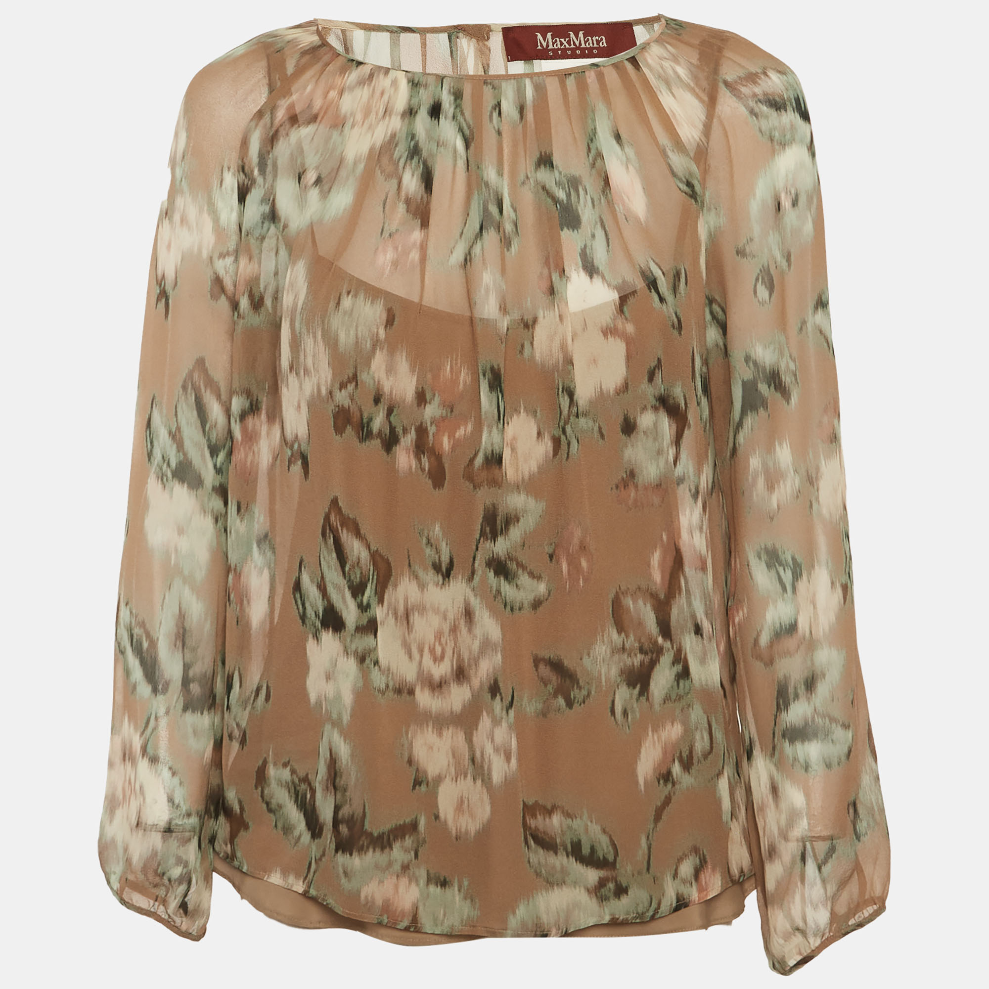 

Max Mara Studio Multicolour Floral Print Chiffon Long Sleeve Blouse M, Multicolor