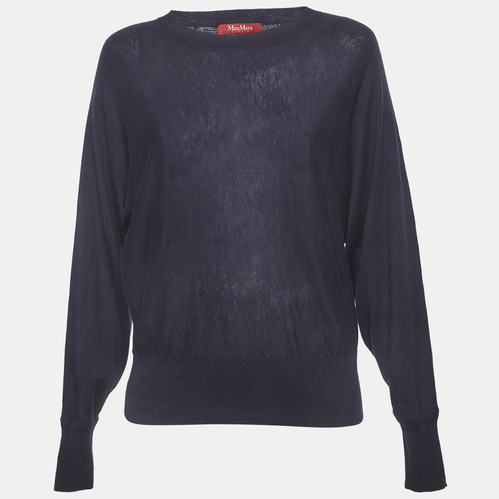 

Max Mara Studio Navy Blue Knit Dolman Sleeve Jumper L