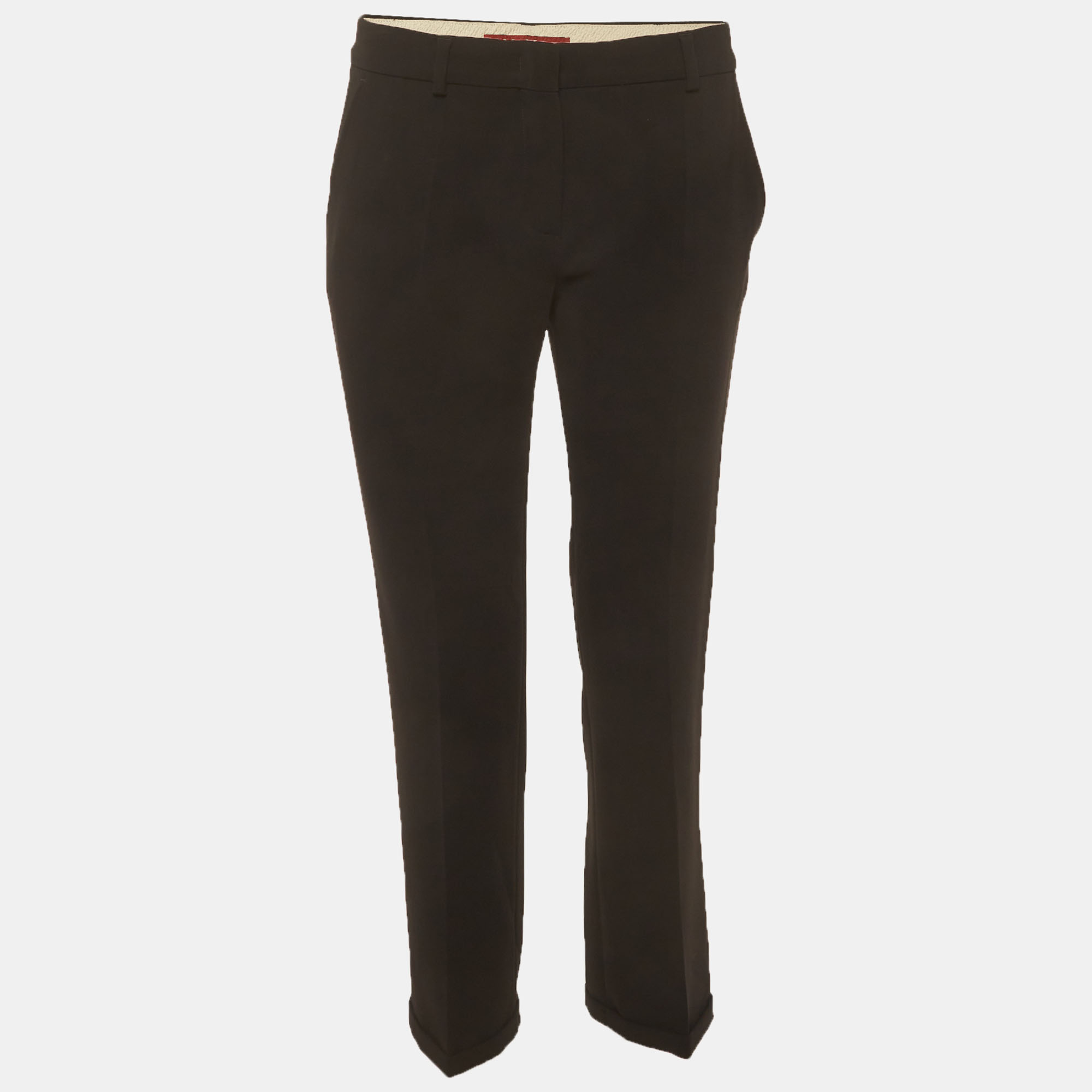 Pre-owned Max Mara Black Gabardine Formal Trousers M