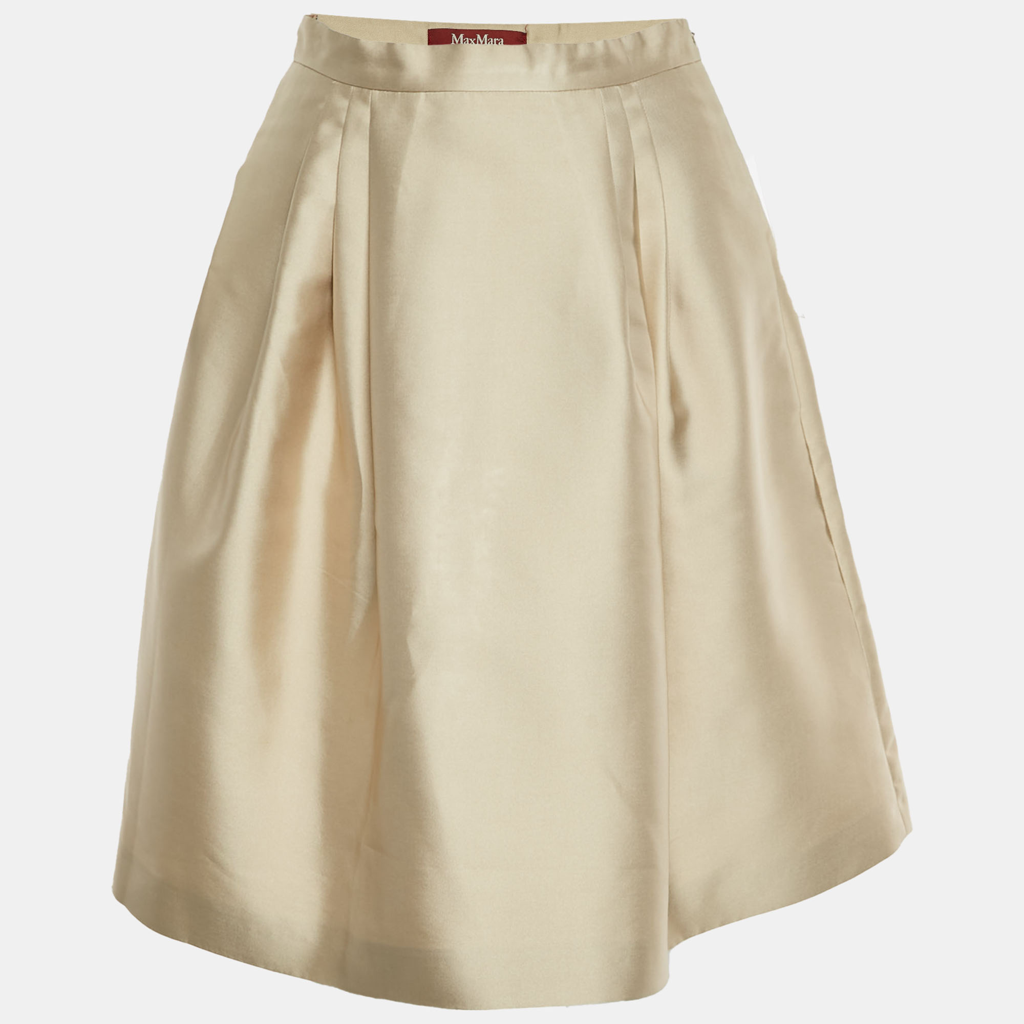 

Max Mara Studio Beige Gabardine Pleated Flared Mini Skirt S