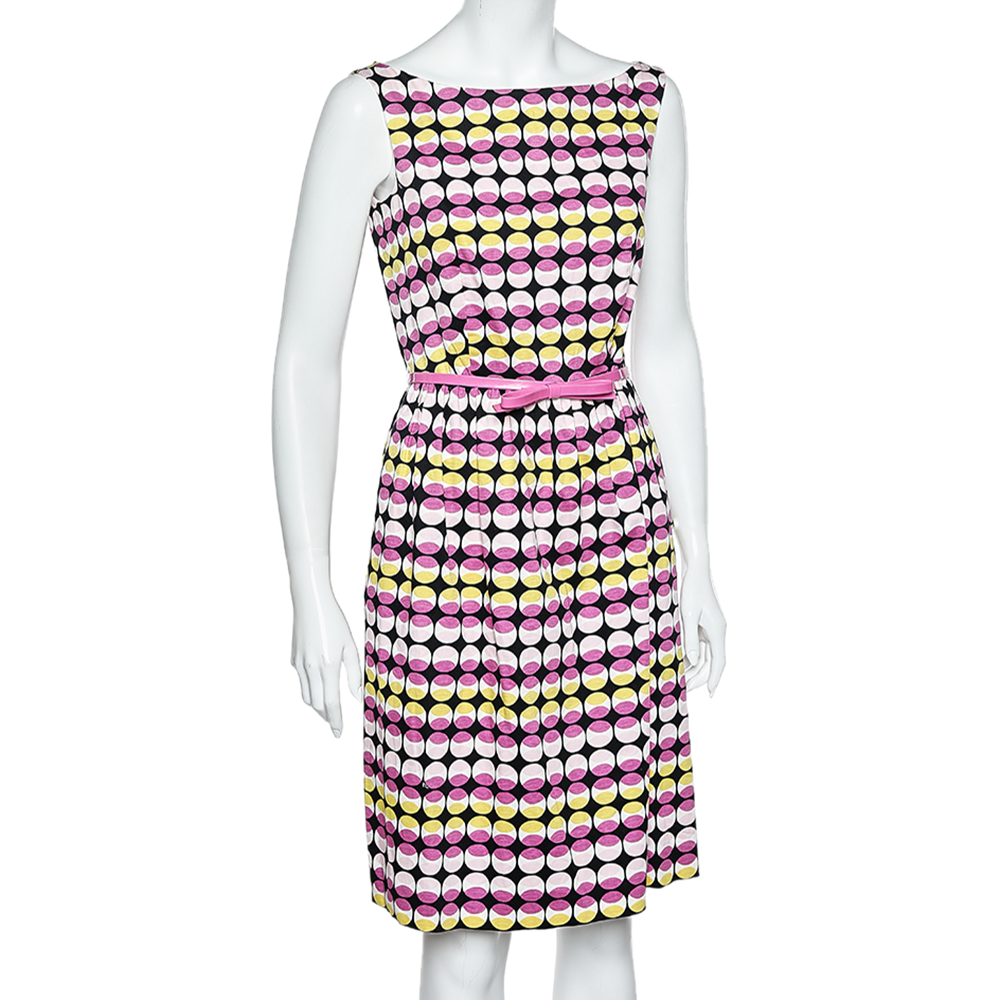 

Max Mara Studio Pink & Yellow Geometric Printed Sleeveless Short Dress, Multicolor