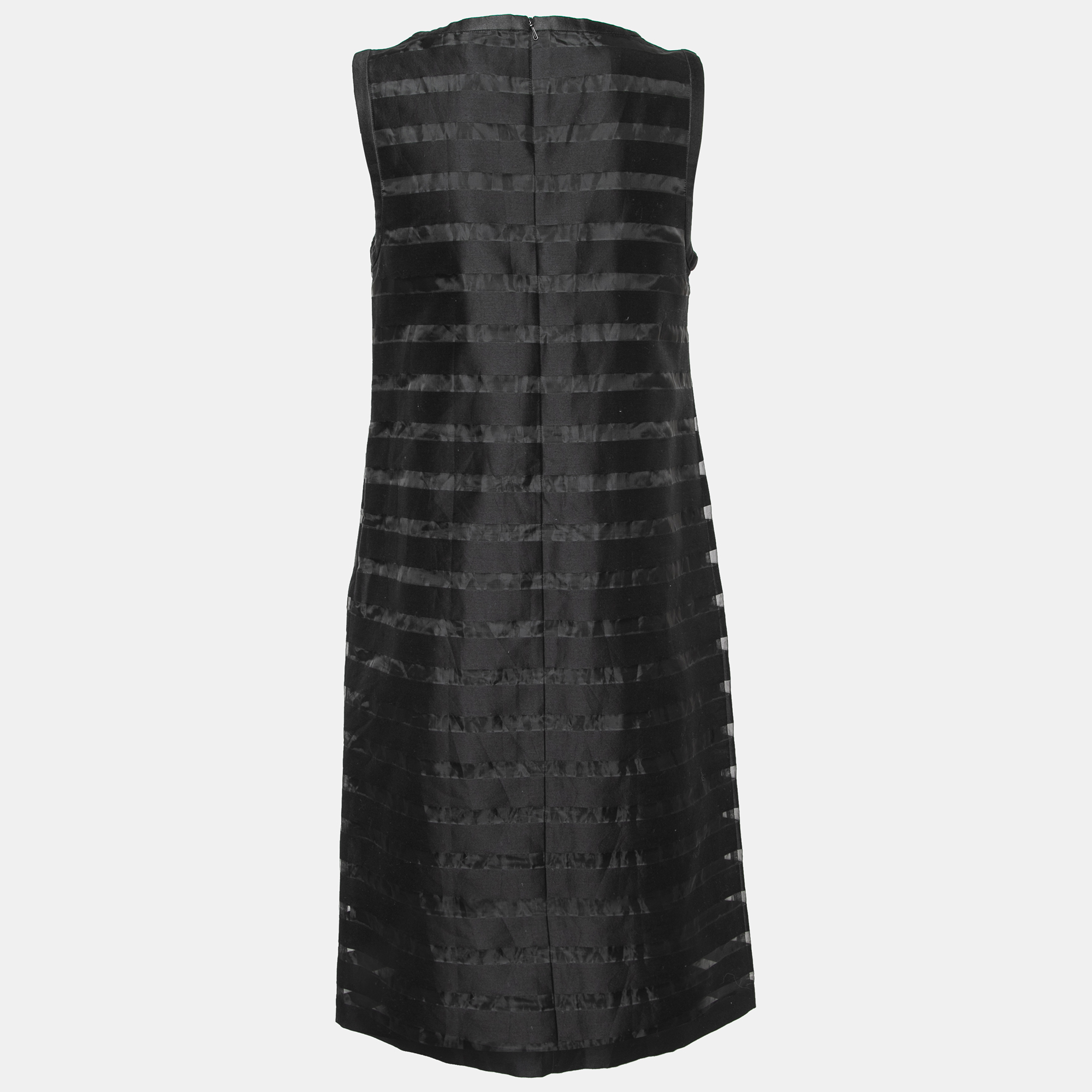 

Max Mara Studio Black Cotton And Paneled Mesh Shift Dress