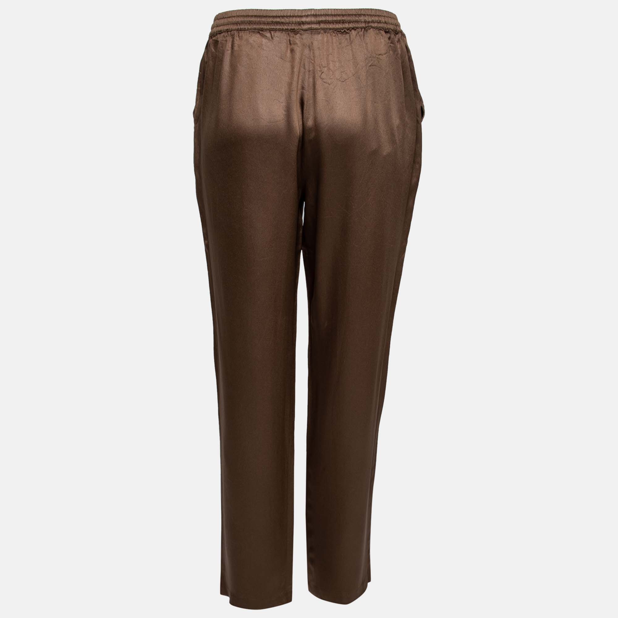 

Max Mara Studio Brown Satin Drawstring Waist Trousers