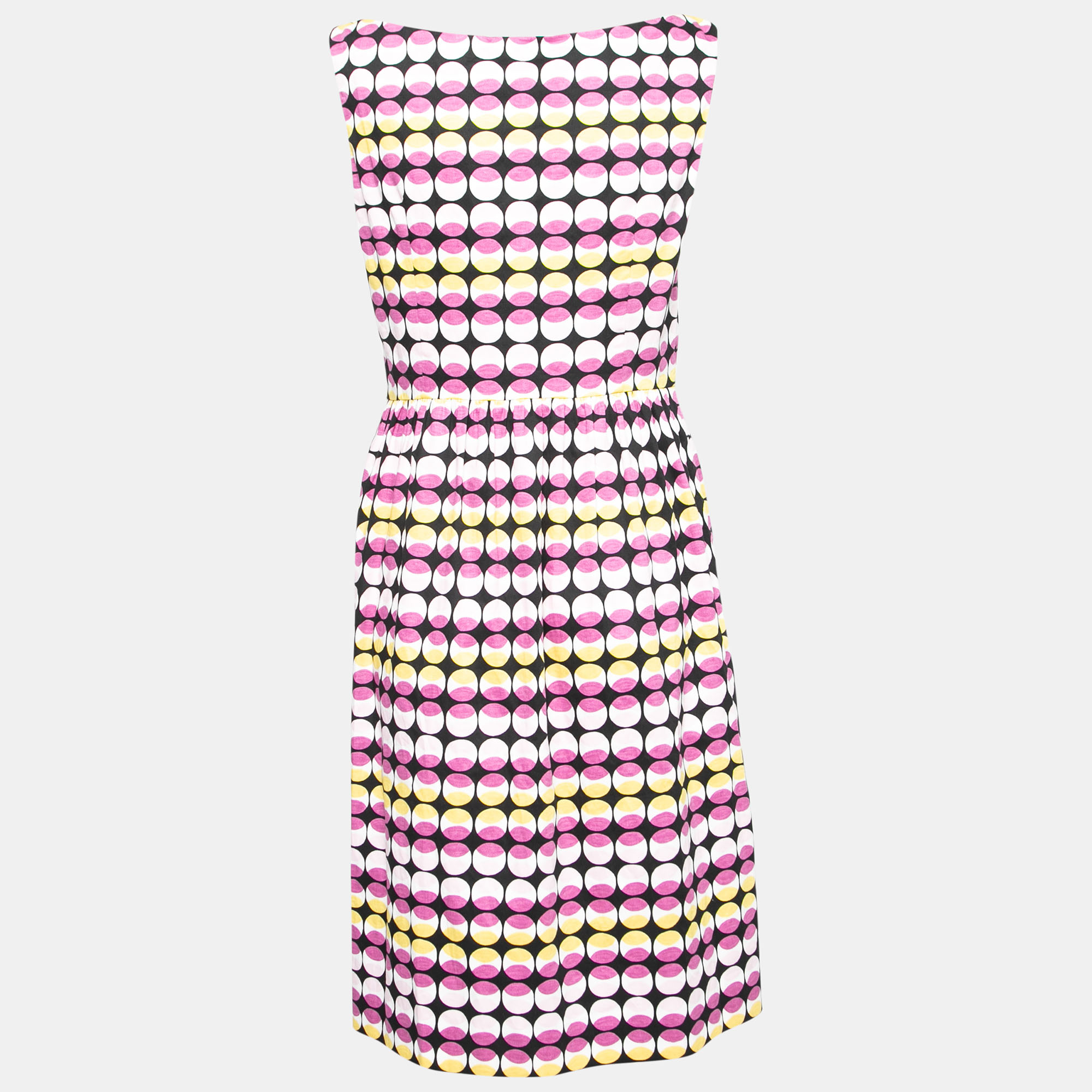 

Max Mara Studio Black Multicolor Geometric Print Cotton Sleeveless Dress