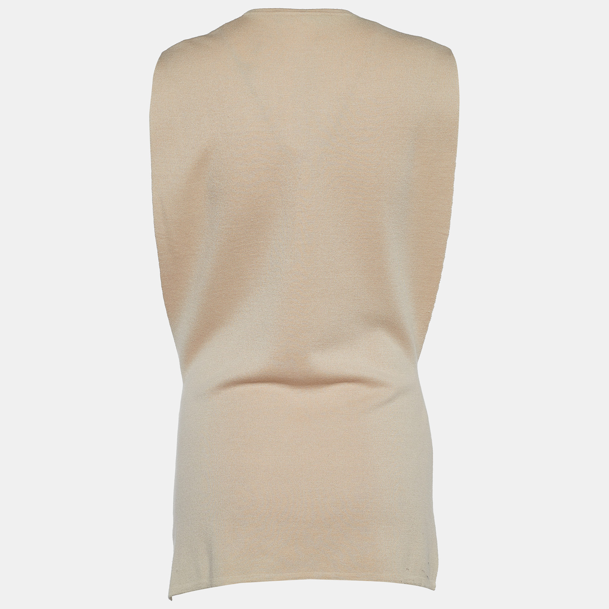 

Max Mara Studio Beige Knit Tie Up Poncho Top