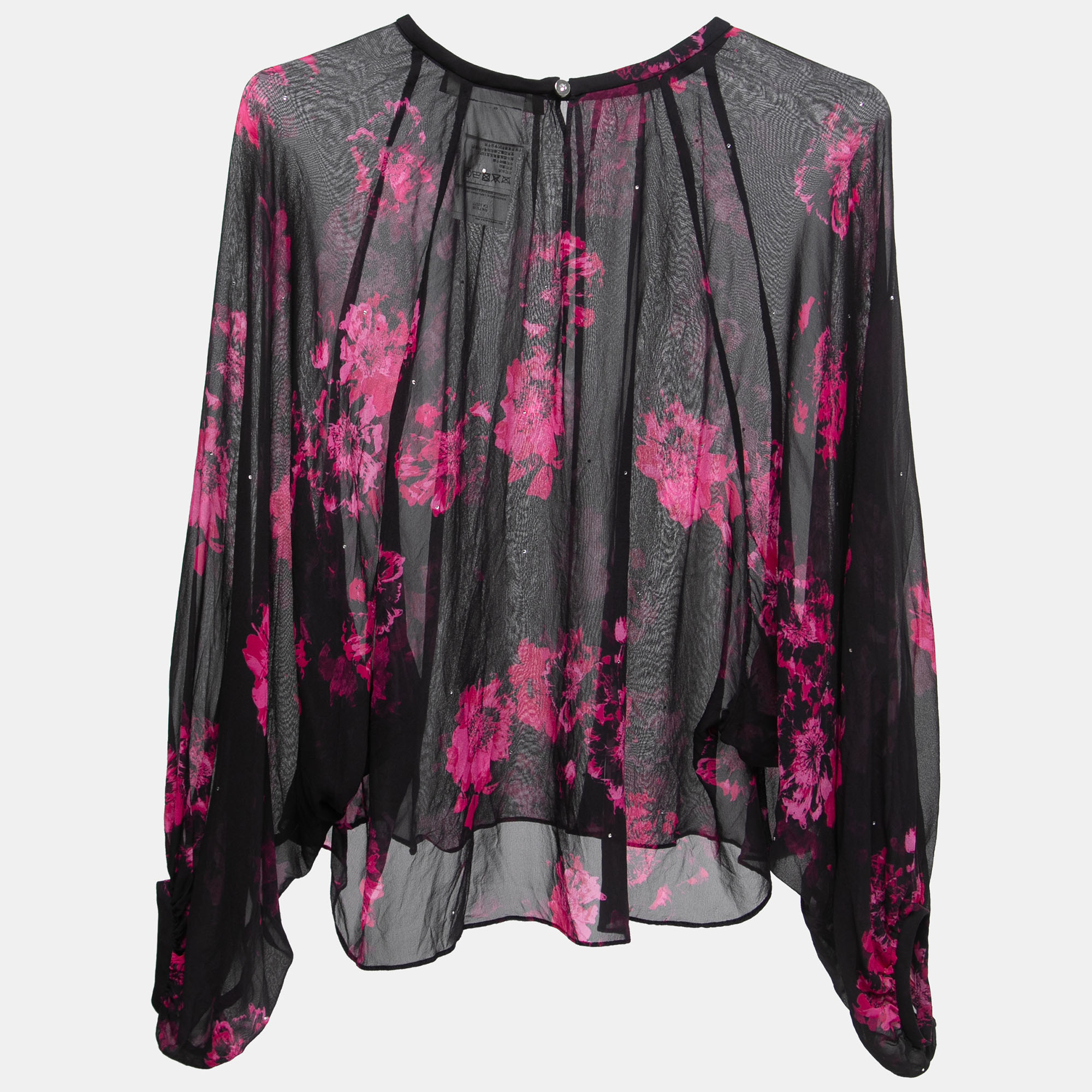 

Max Mara Studio Black Floral Printed Silk Top