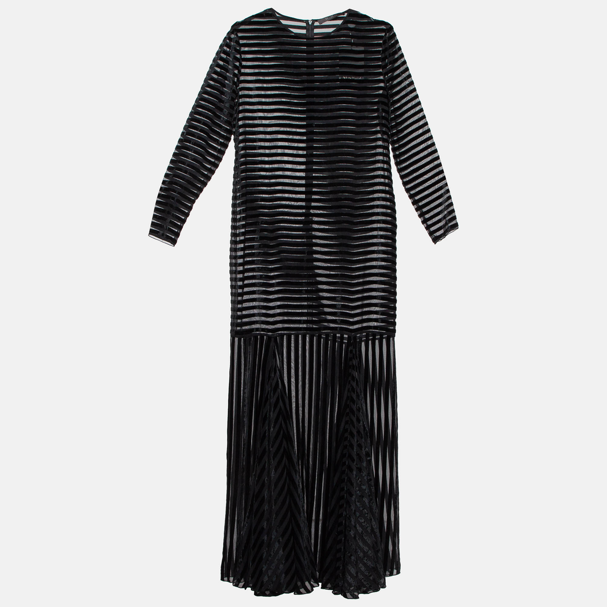 

Max Mara Black Devore Petticoat Maxi Dress M