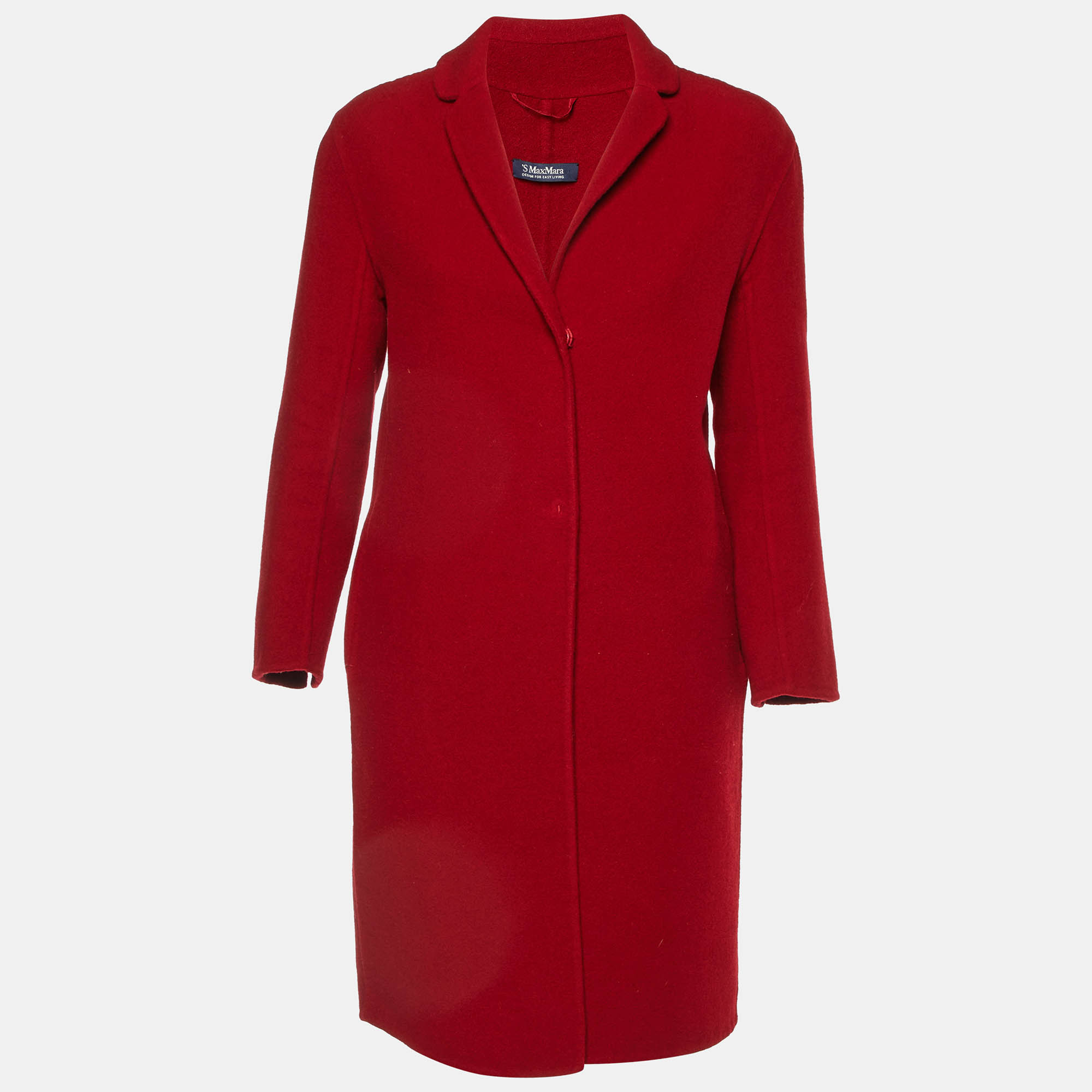 Pre-owned Max Mara Red Virgin Wool Mid-length Coat S