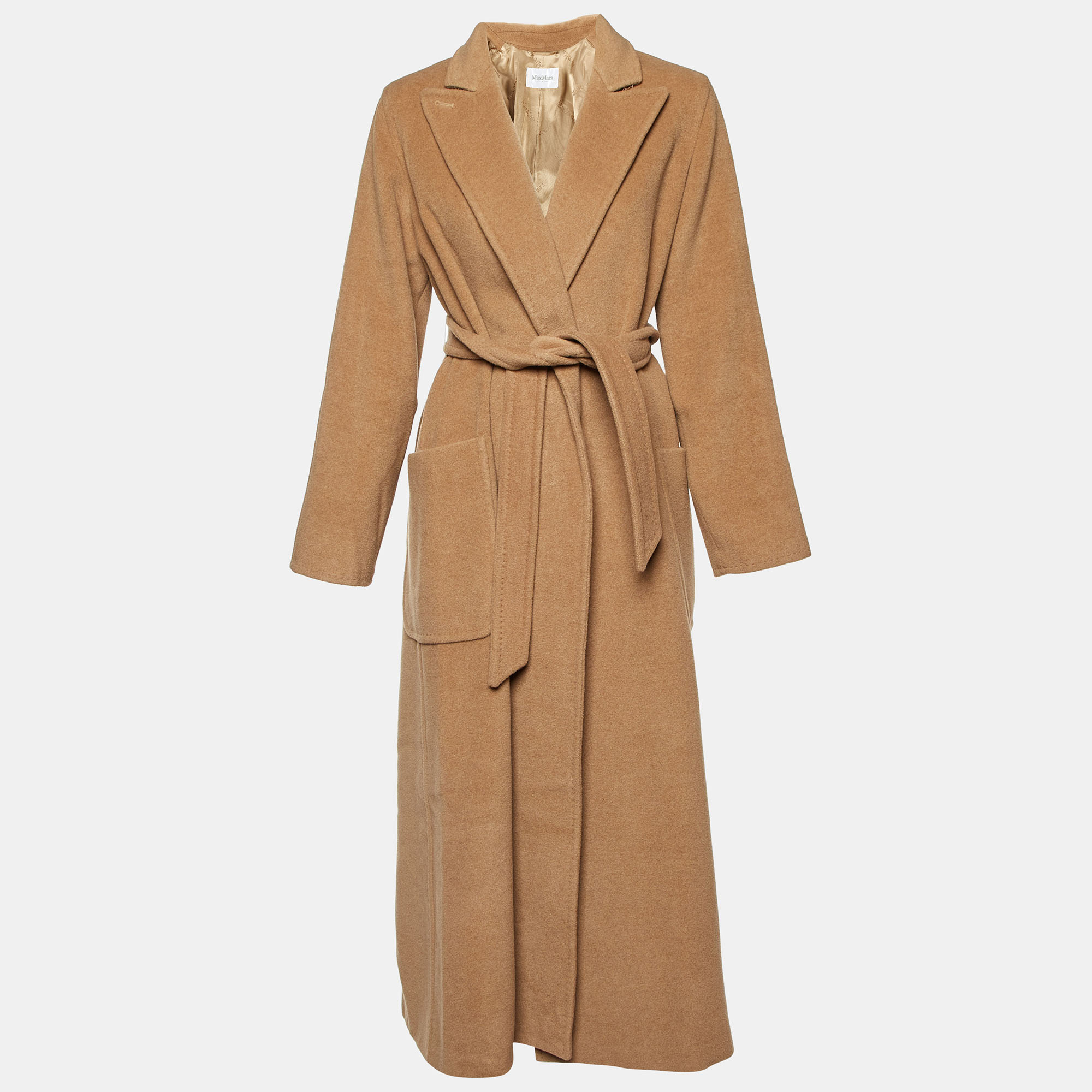 

Max Mara Brown Camel Wool Belted Long Coat M