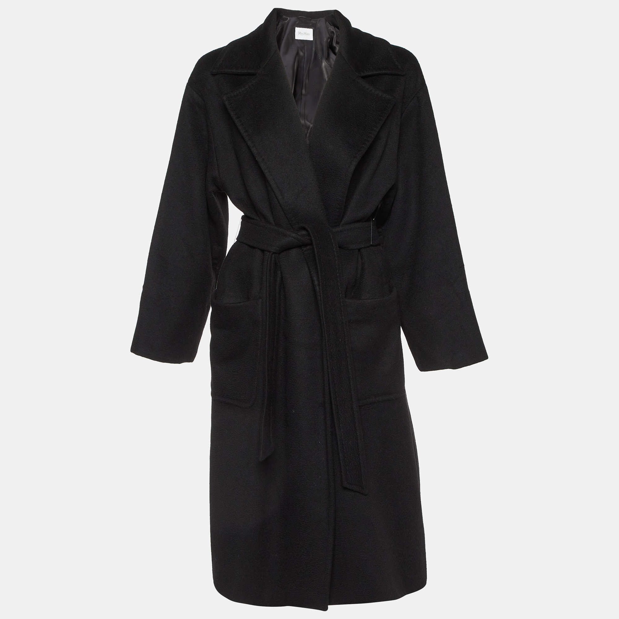 

Max Mara Black Cashmere Belted Long Coat M