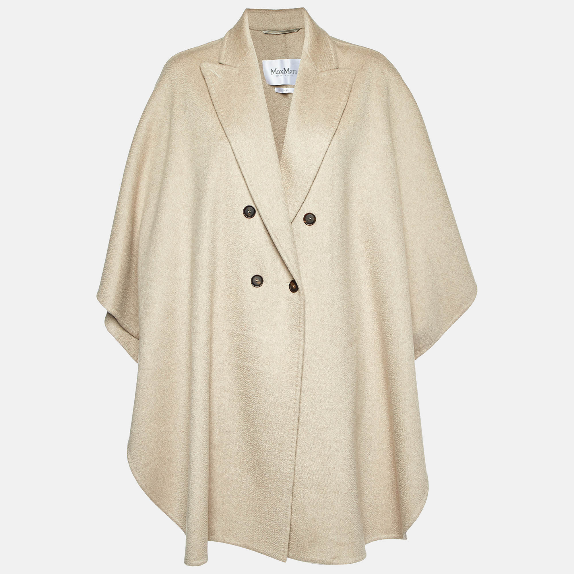 

Max Mara Beige Double Cashmere Cape Coat S