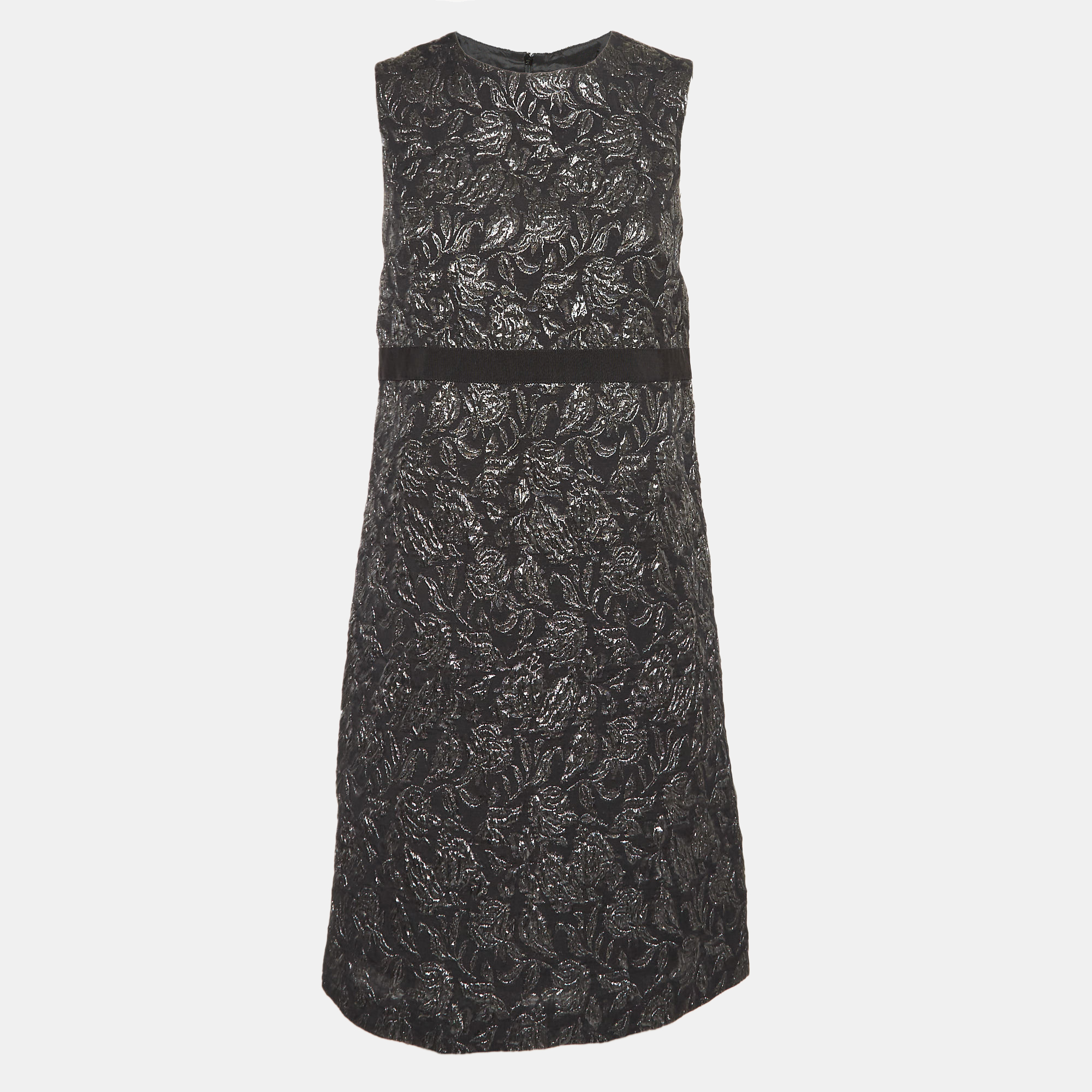 

Max Mara Black Floral Brocade Sheath Dress M