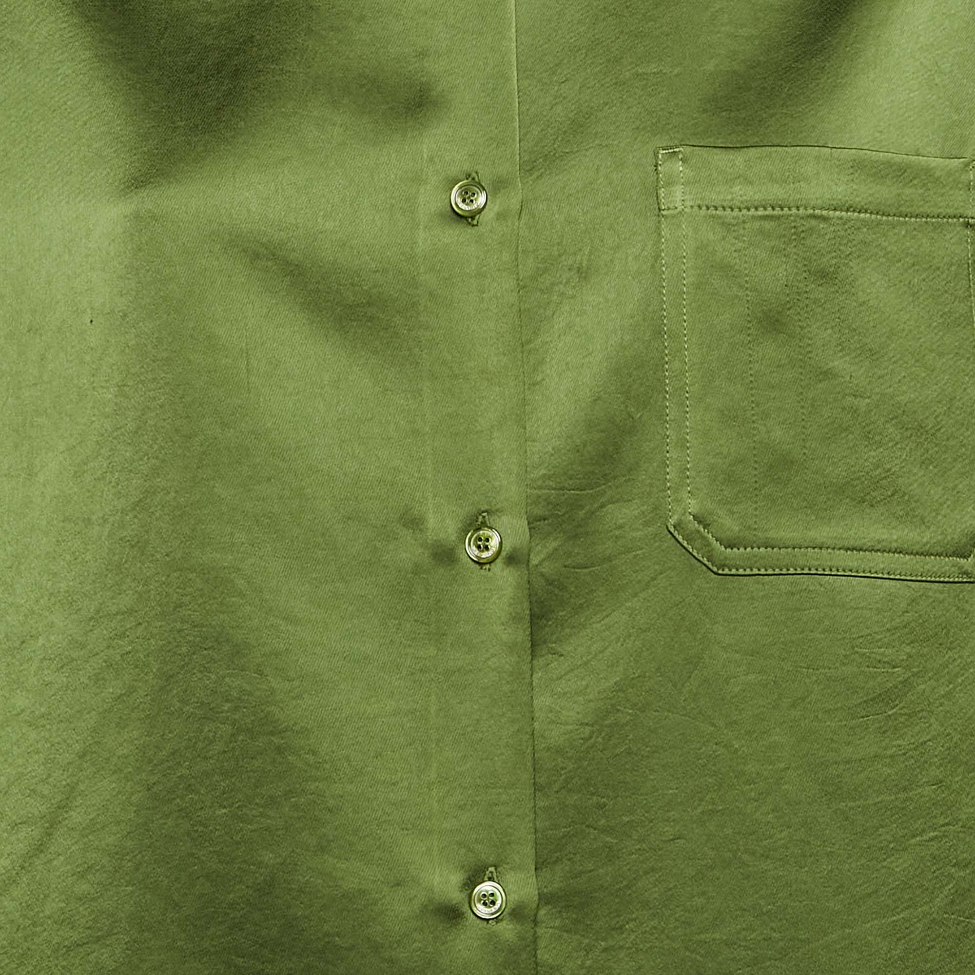 Max Mara Green Satin Button Front Shirt M 