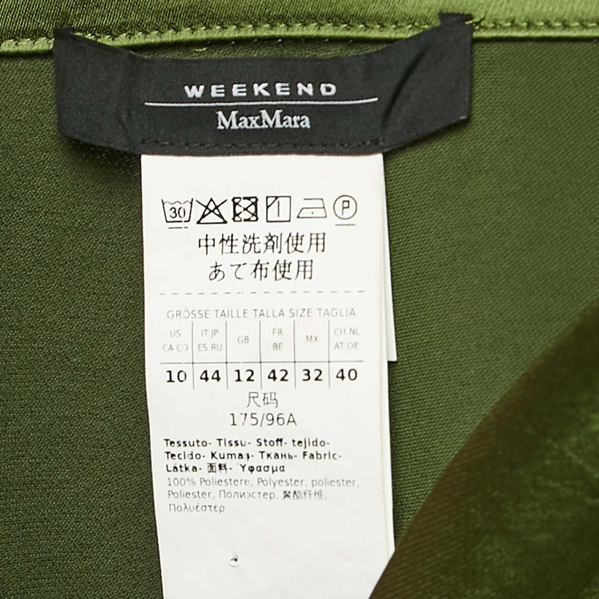 Max Mara Green Satin Button Front Shirt M 