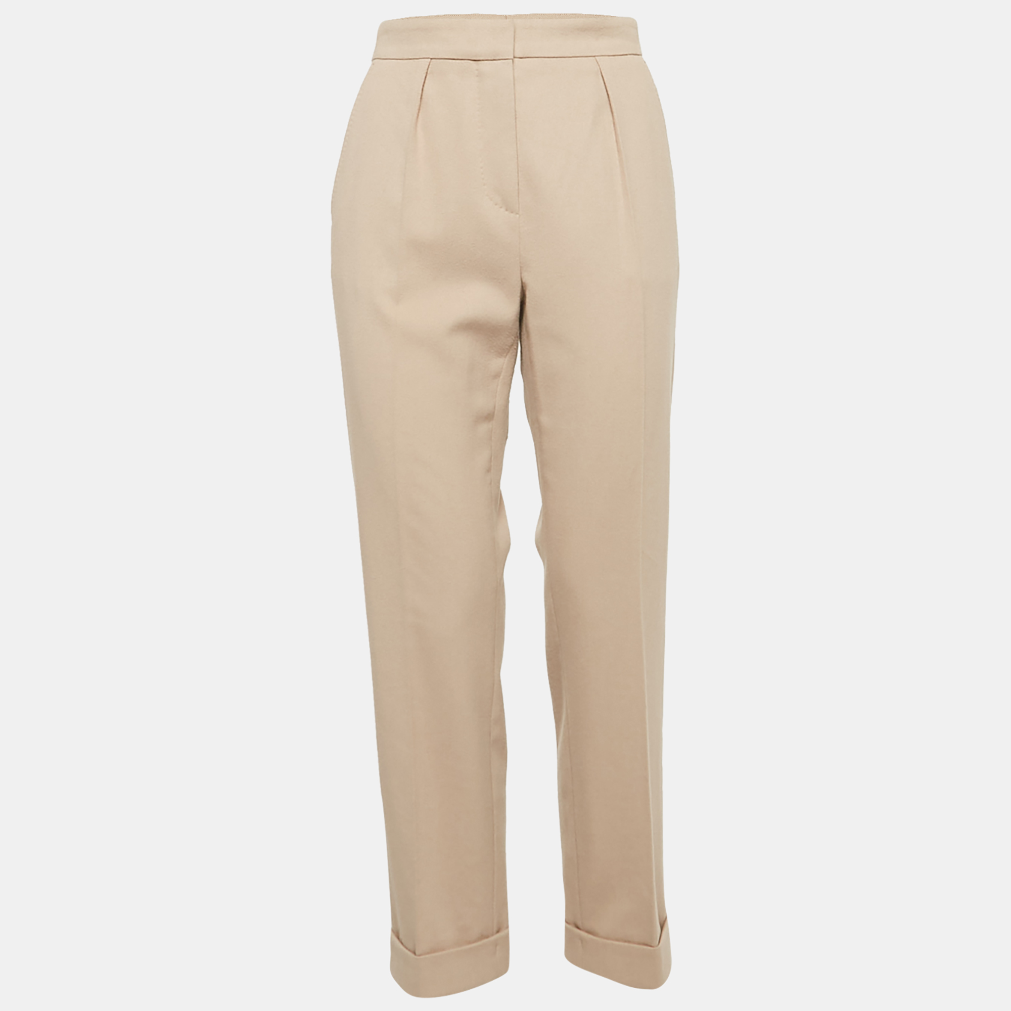 

Max Mara Beige Felt Straight Leg Trousers M