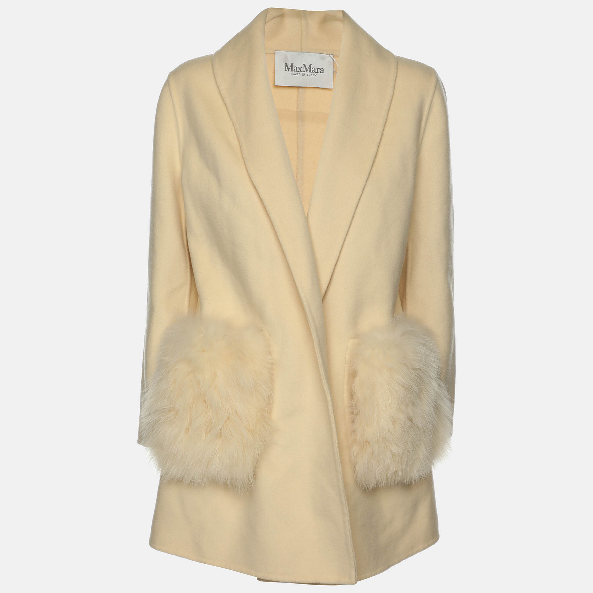 

Max Mara Yellow Cashmere Wool Coat S, Cream