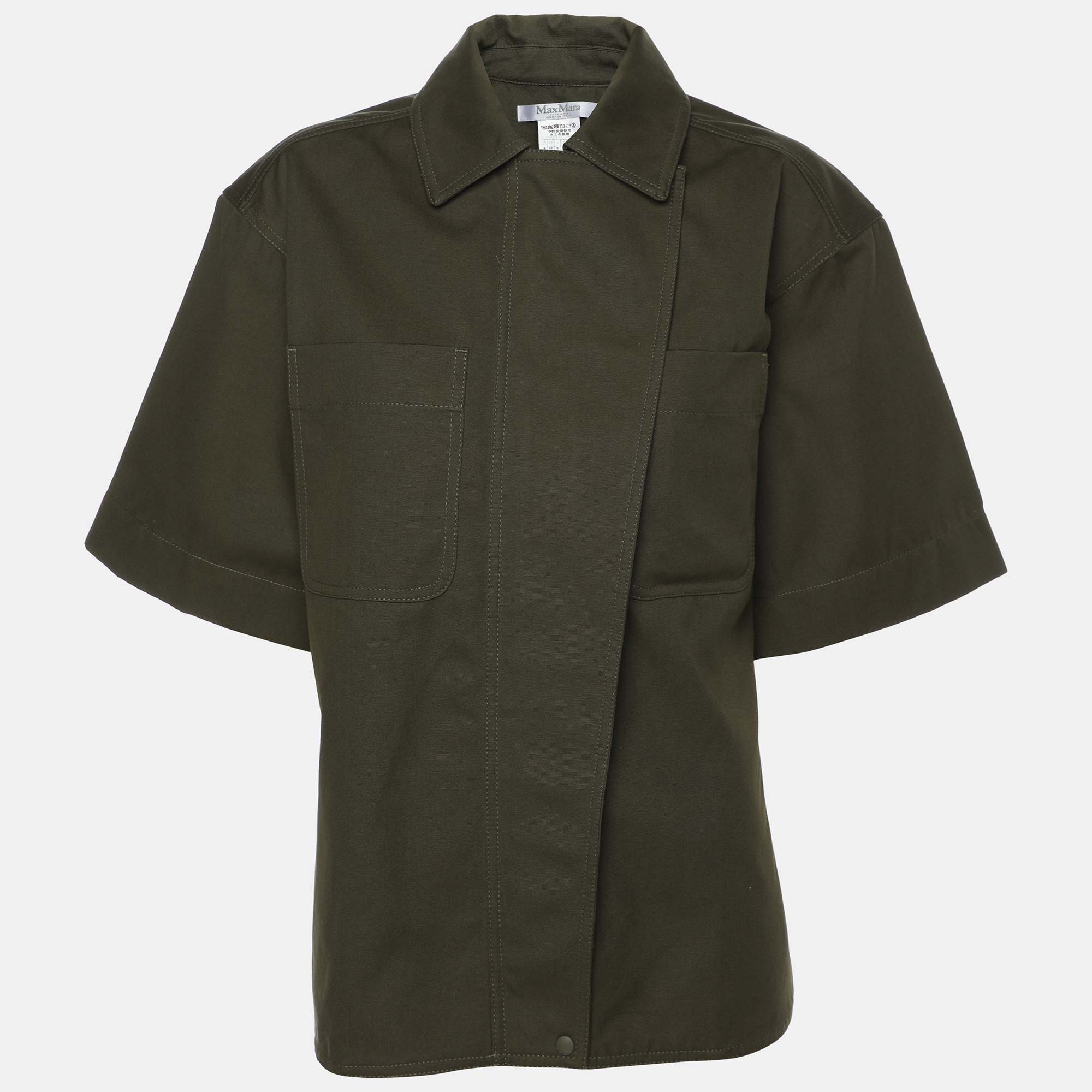 

Max Mara Green Cotton Mela Half Sleeve Shirt S