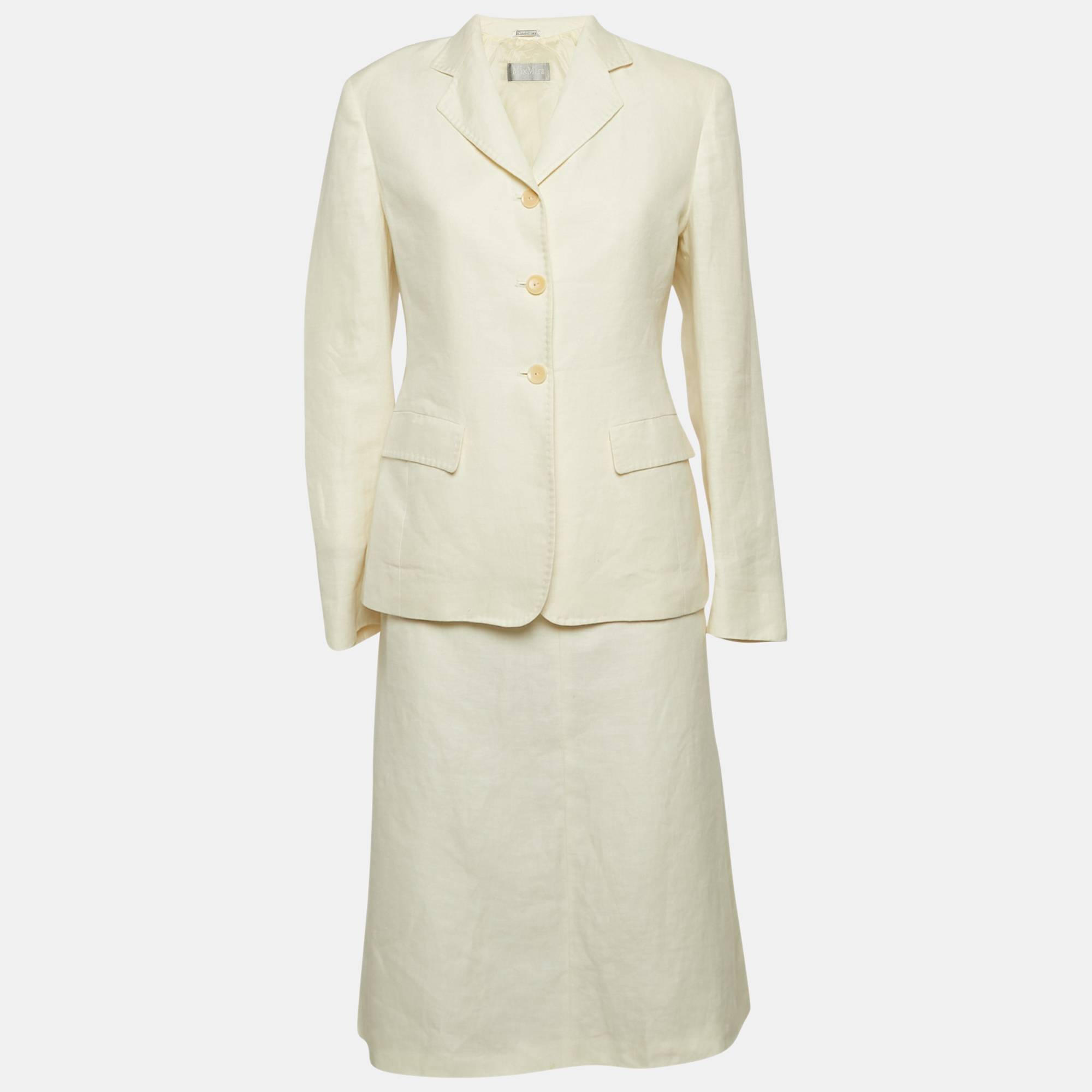 

Max Mara Off-White Linen Skirt Suit M